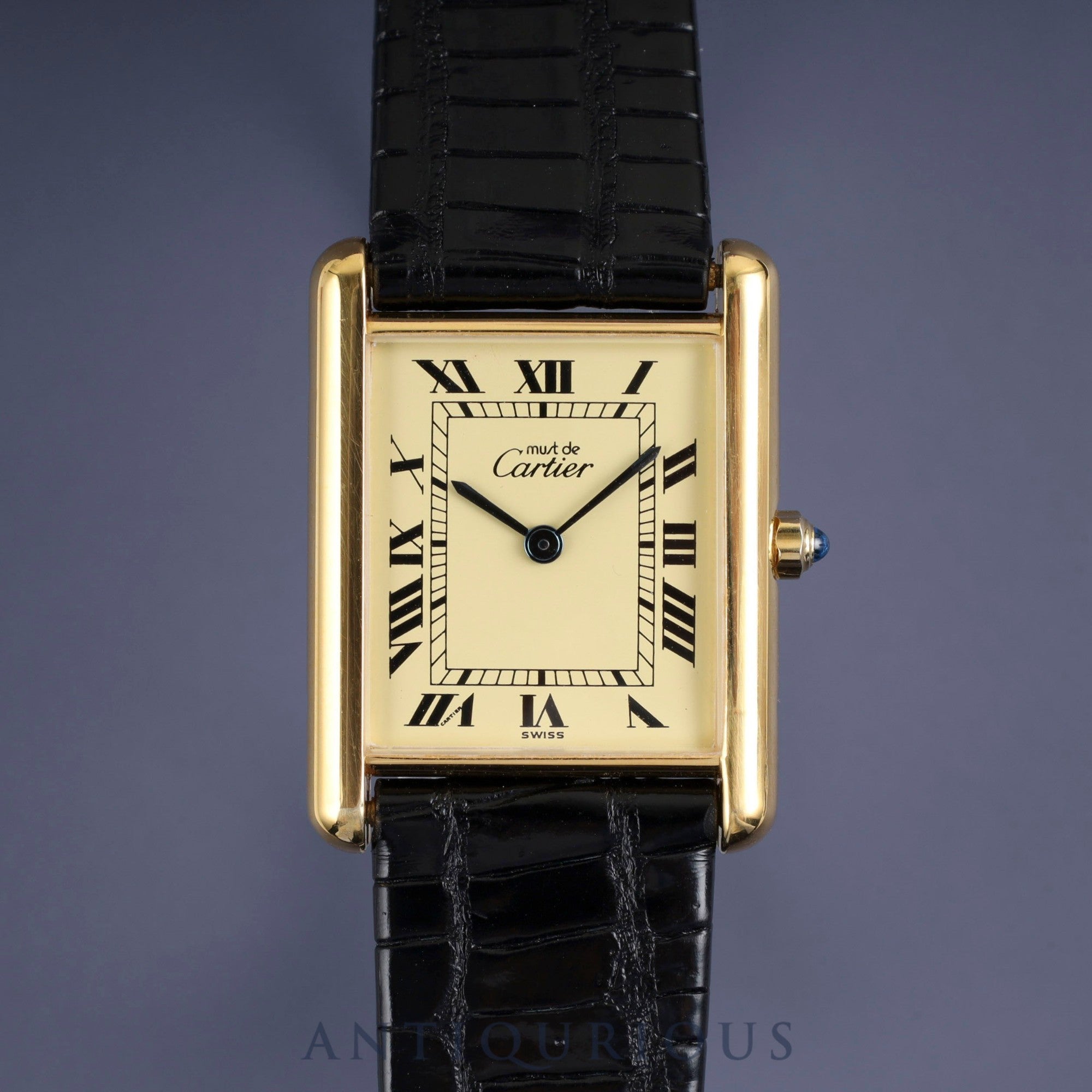 カルティエ マストタンク LM 6 81006 クォーツ Cal.81 925 革 純正尾錠(GP)アイボリーローマン文字盤 オーバーホール済み 新品仕上げ済み