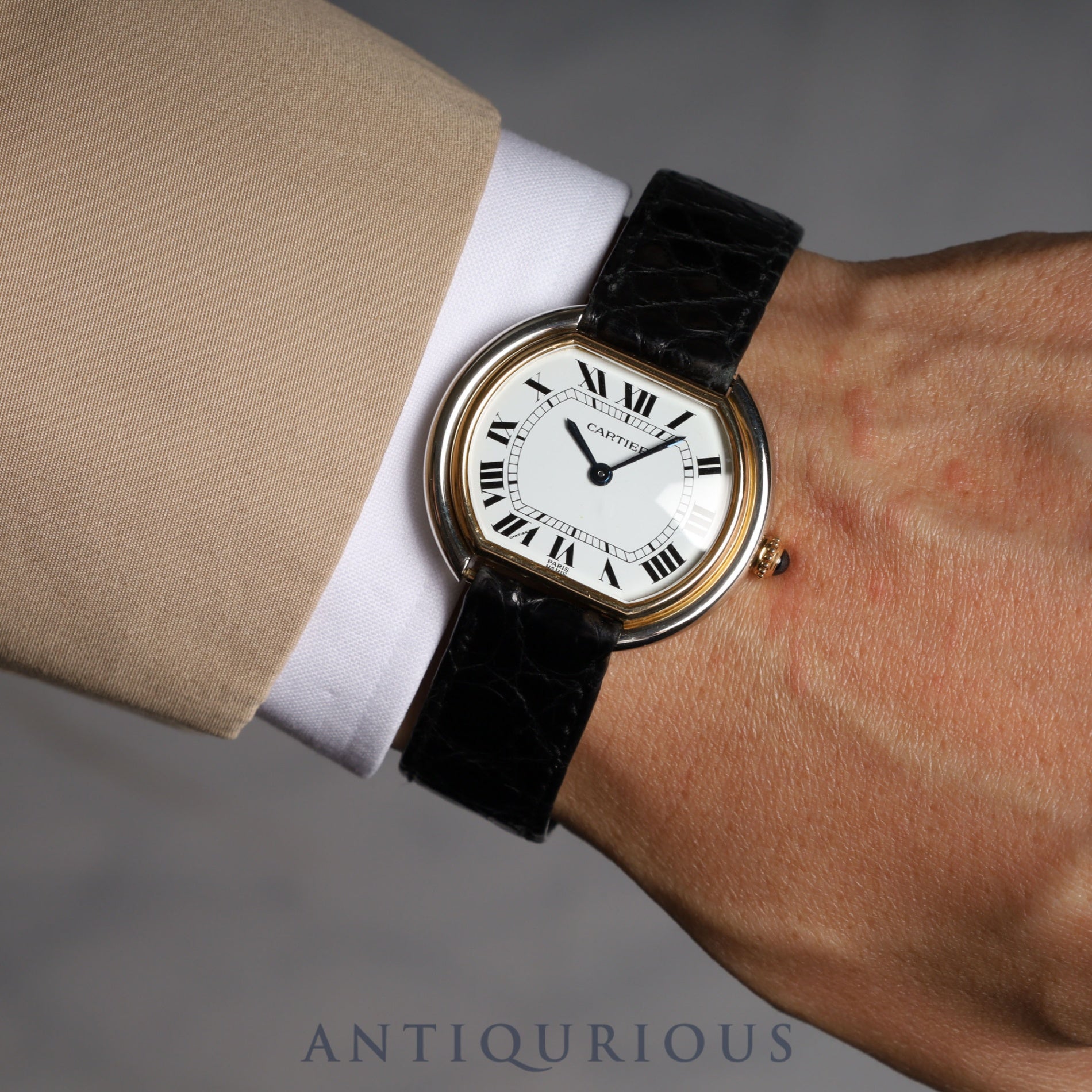Cartier Ellipse LM 78091 Manual winding Cal.78-1 ETA 2512-1 YG/WG Leather Genuine buckle (750) White dial