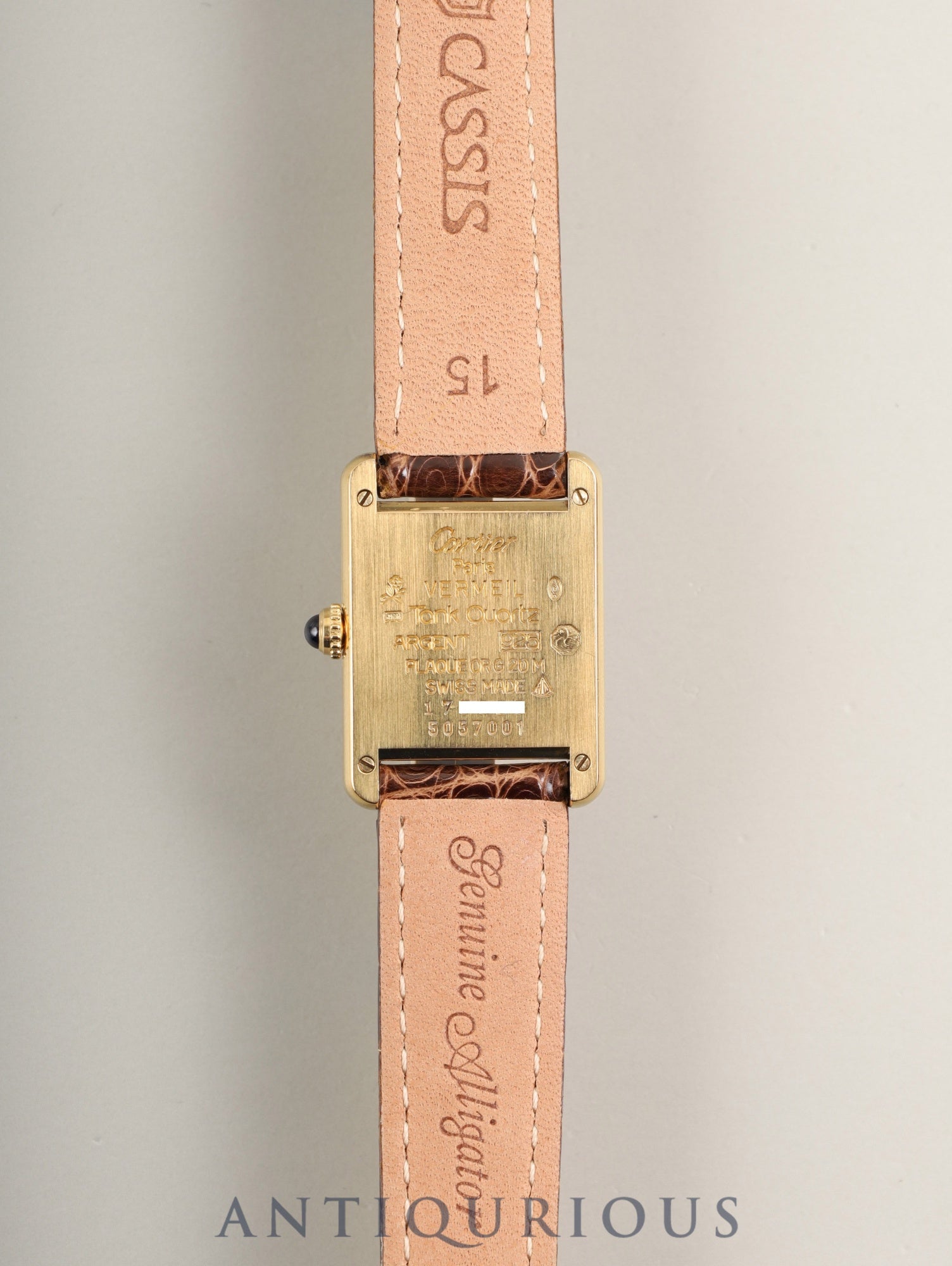 カルティエ マストタンク SM 5057001 クォーツ Cal.057 SV925 革 純正Dバックル(GP)飛びアラビアCC文字盤(SWISS表記) 箱 保証書 オーバーホール済み