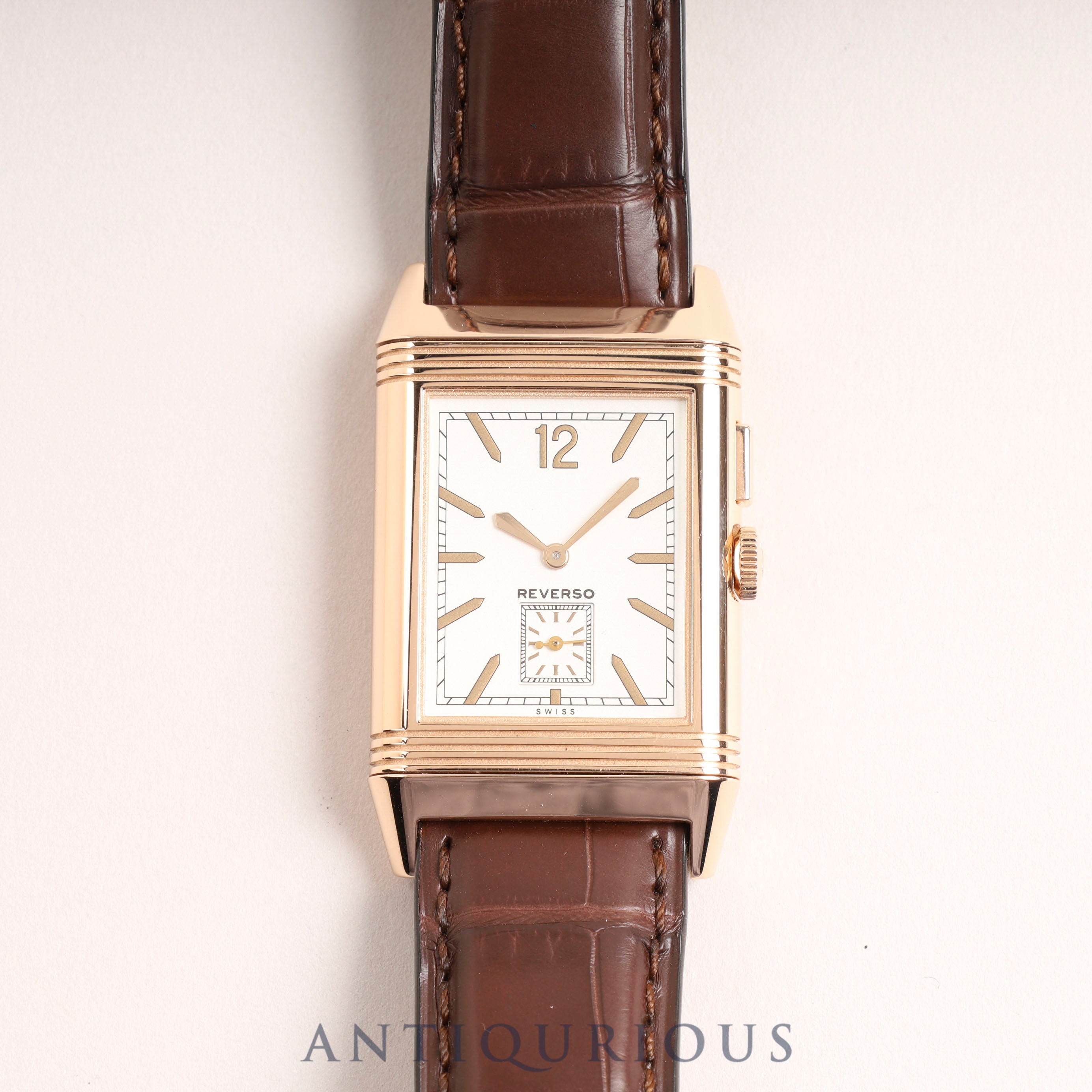 ジャガー・ルクルト グランドレベルソウルトラスリムデュオ 278.2.54/Q3782520 手巻き Cal.854 PG 革 純正尾錠(750)シルバー/ブラック文字盤 箱 保証書 (2017年)