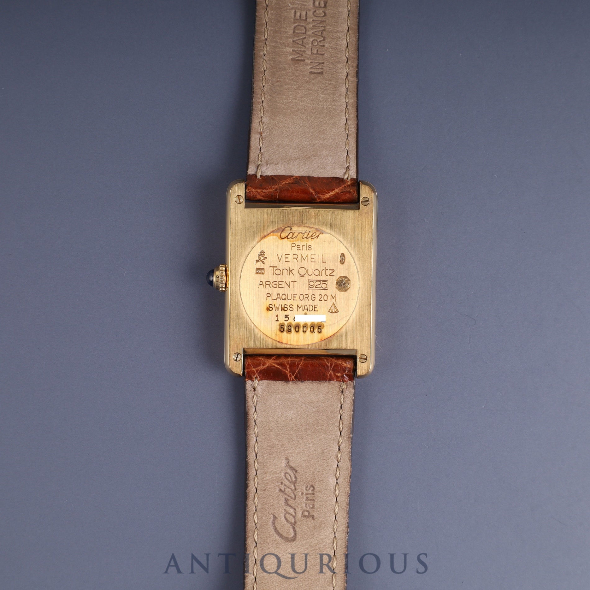 Cartier Must Tank LM 590005 Quartz Cal.90 SV925 Genuine Leather Strap (Slightly Used) Genuine Buckle (GP) Ivory Roman Dial Overhauled