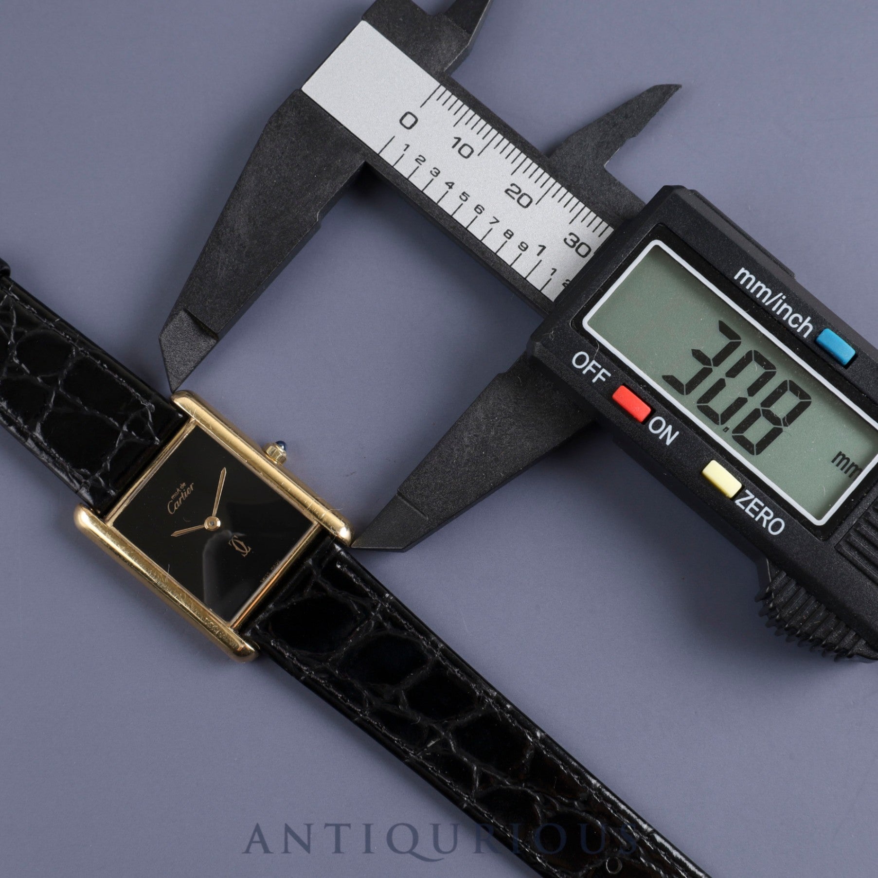 Cartier Must Tank LM 6 81006 Quartz Cal.690 SV925 Leather Genuine Buckle (GP) Onyx Dial Overhauled and Finished to Like New