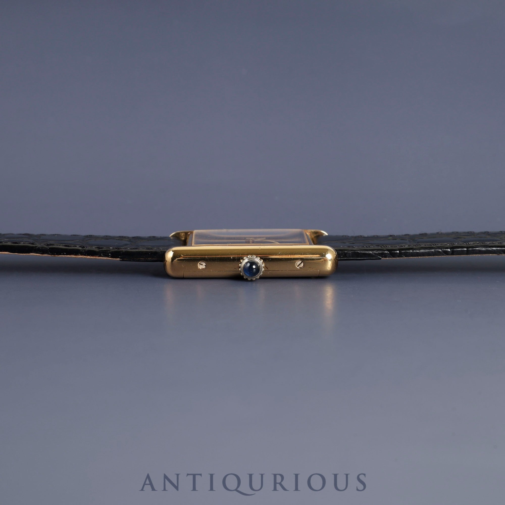 カルティエ マストタンク LM 手巻き Cal.78-1 SV925 革 純正尾錠(GP) ブラックオニキス文字盤 オーバーホール済み