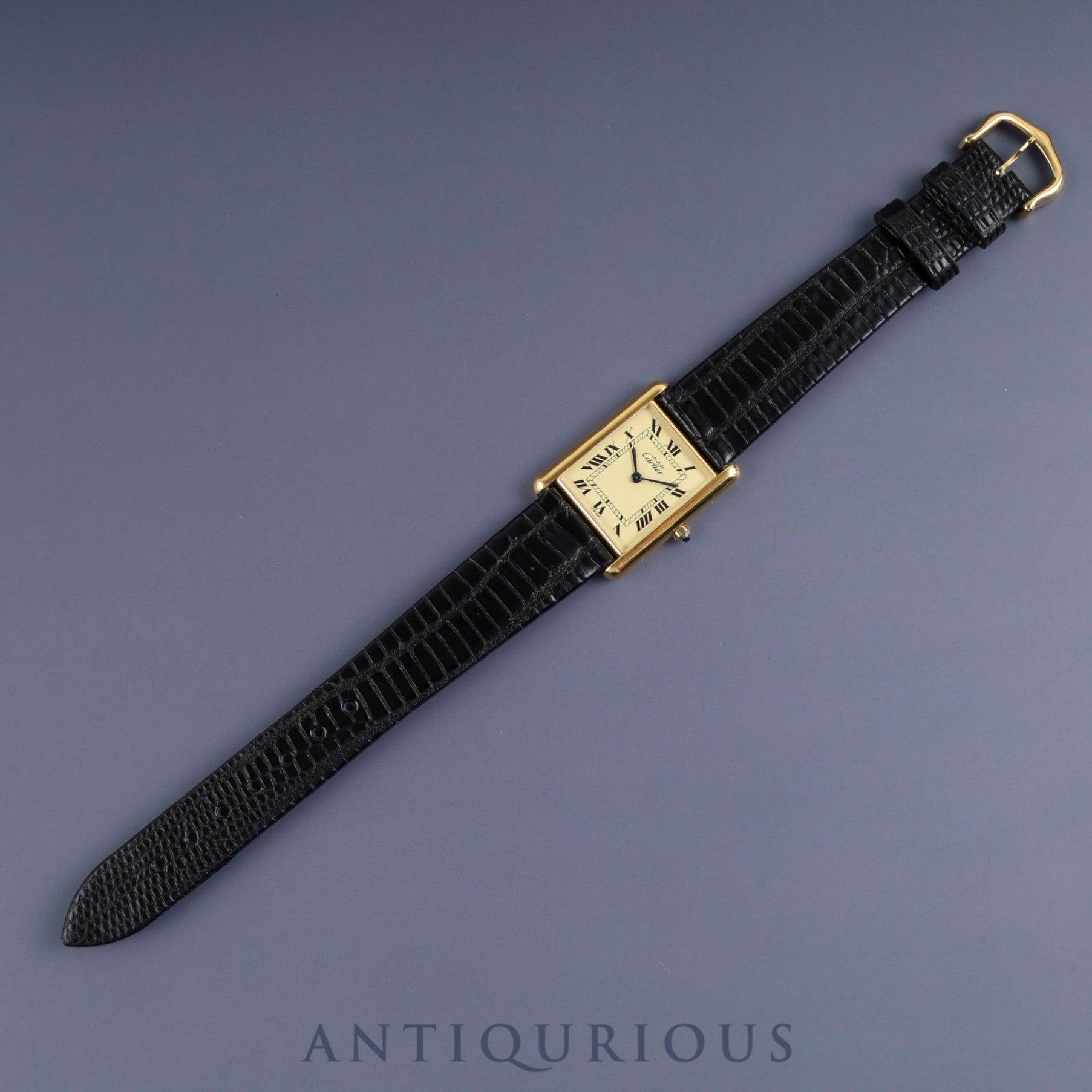 カルティエ マストタンク LM 6 81006 クォーツ Cal.81 925 革 純正尾錠(GP)アイボリーローマン文字盤 オーバーホール済み 新品仕上げ済み