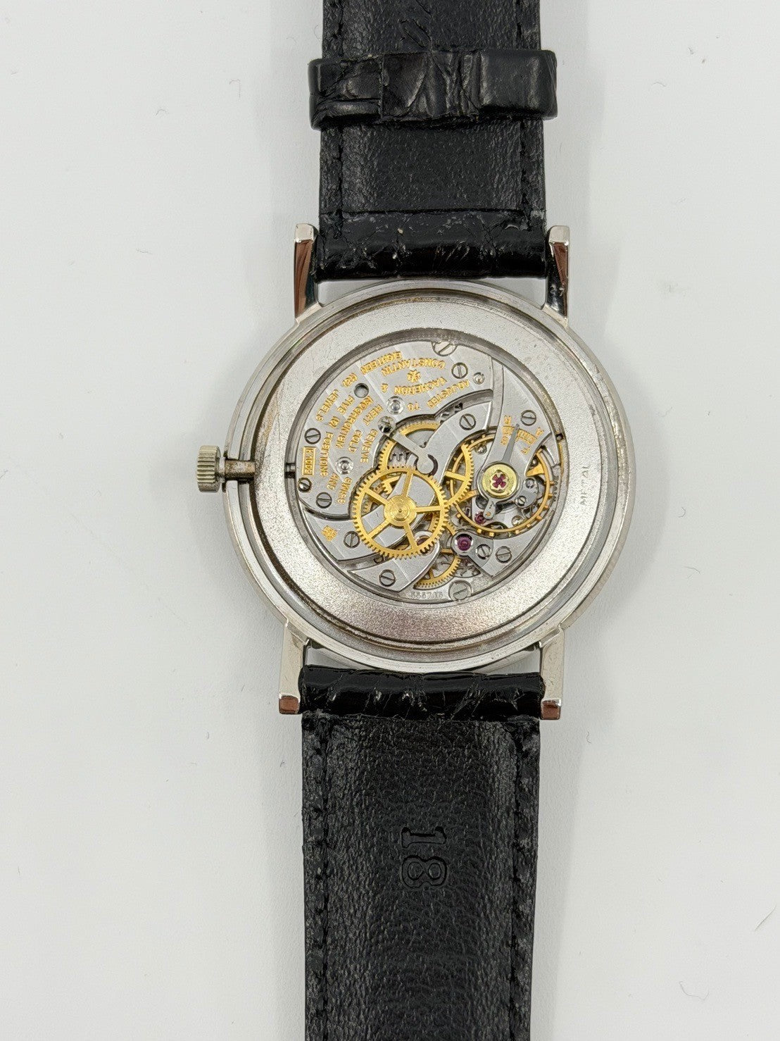 ヴァシュロン・コンスタンタン ラウンド センターセコンド 6406 自動巻き Cal.K1002 750WG 革 社外ピンバックル(SS)ホワイト文字盤 オーバーホール済み