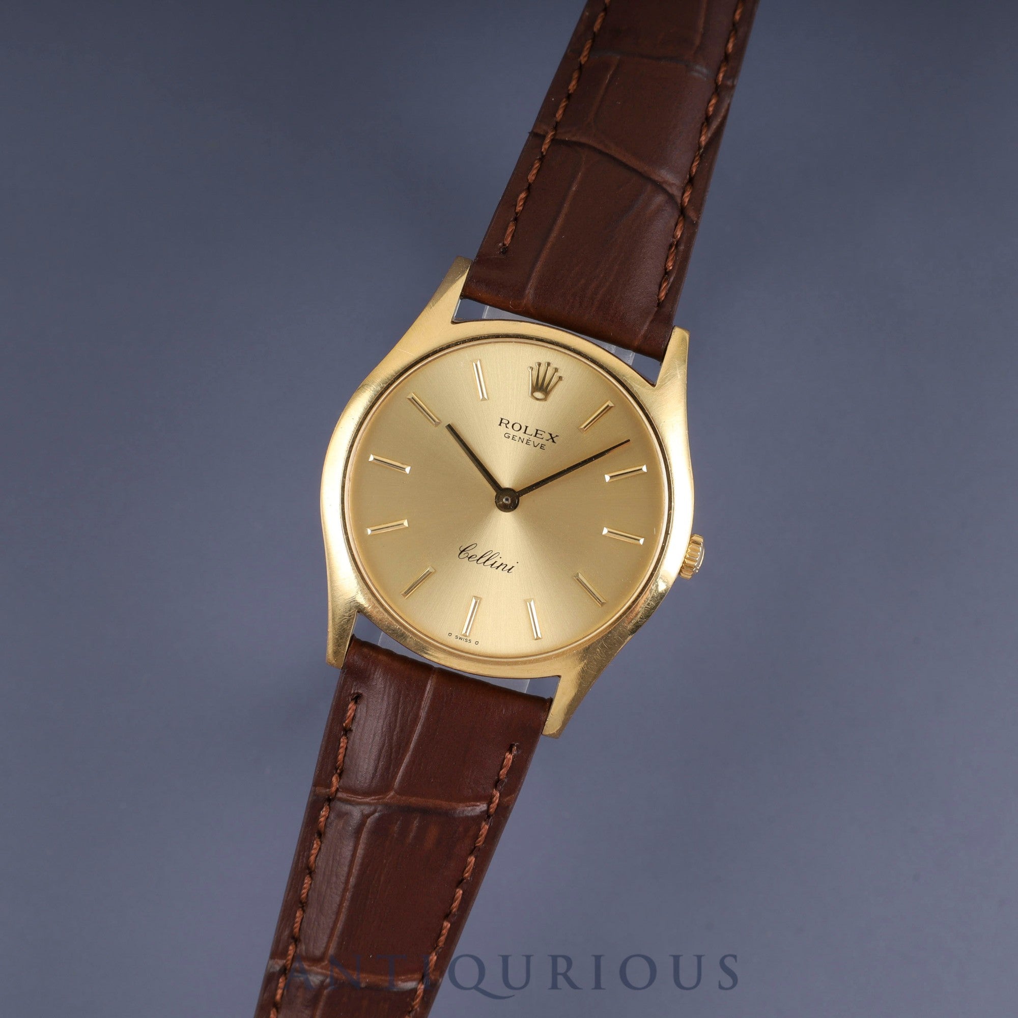 Rolex Cellini 3804 Manual Winding Caliber 1601 18K Leather Strap with Genuine Buckle (GP) Gold Dial No. 4 (1974) Overhauled