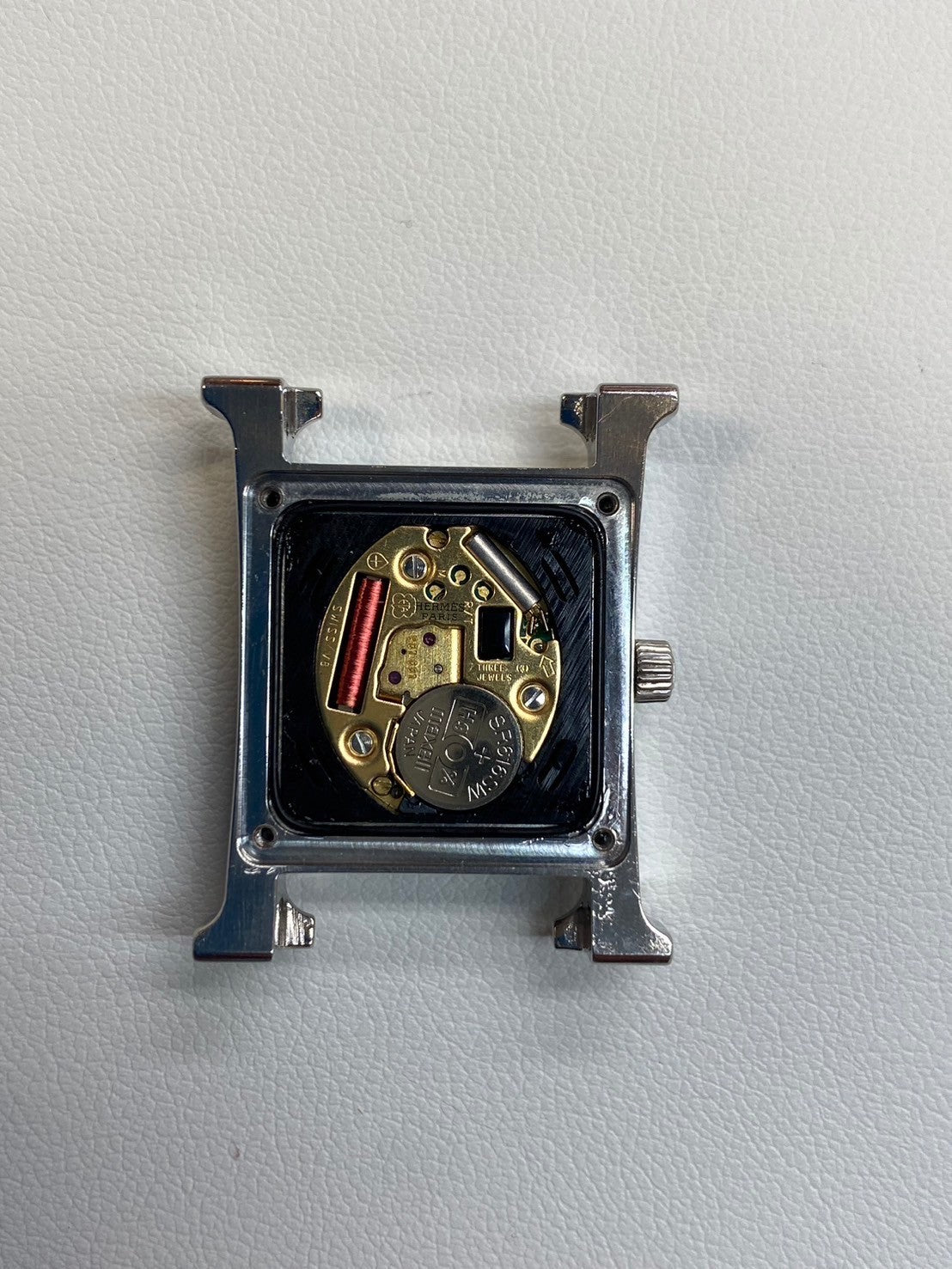 エルメス Hウォッチ HH1.210 クォーツ SS SS ブラックギョーシェ文字盤 オーバーホール済み