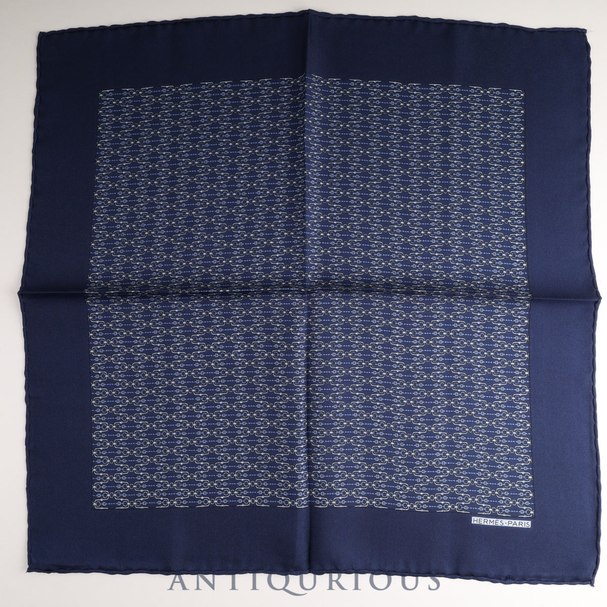エルメス スカーフ カレ45 総柄 ネイビー 鎖 SILK100％ | 東京銀座の 