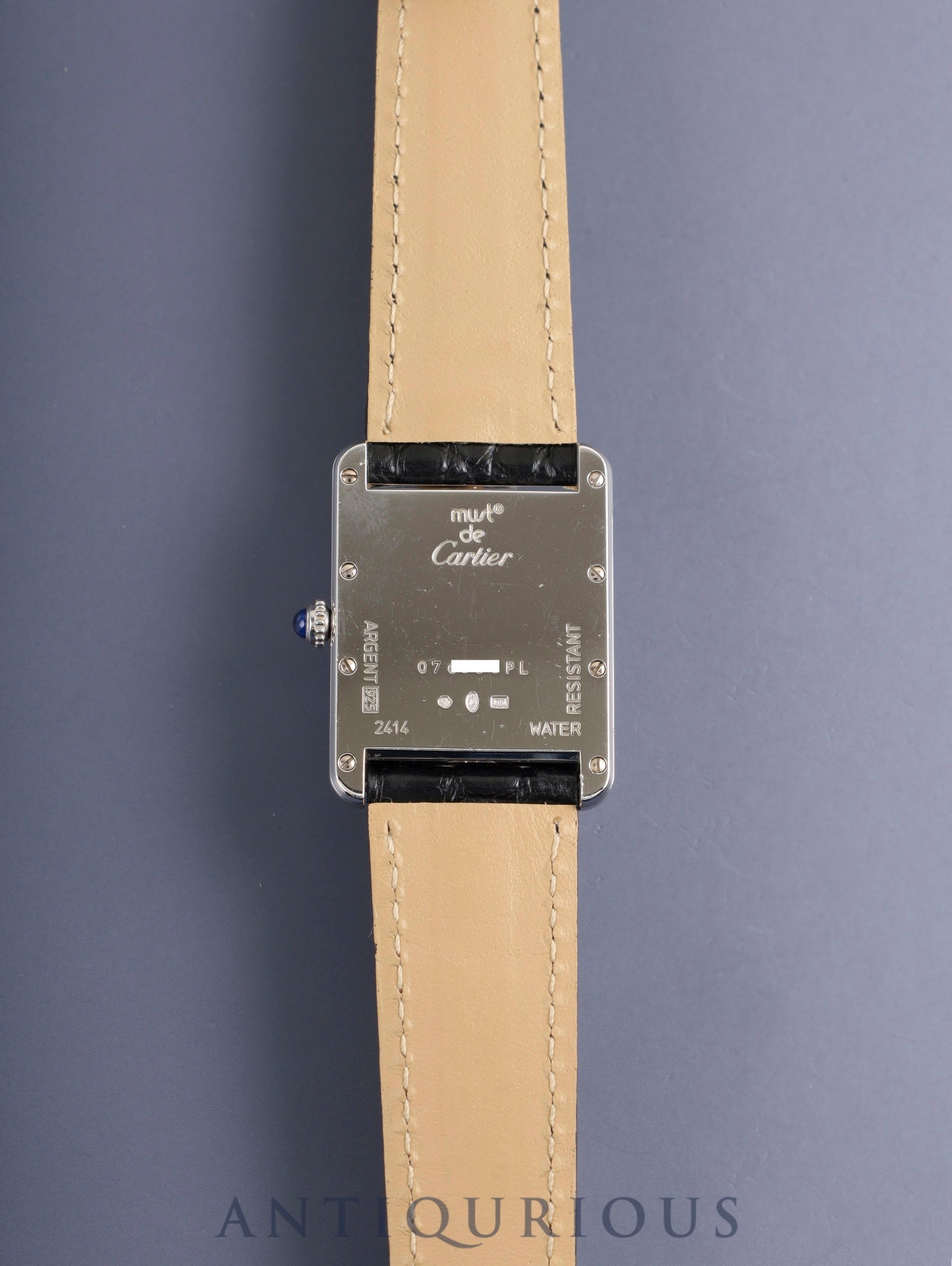 カルティエ マストタンク GM(XL)2414 クォーツ Cal.697 SV925 革 純正Dバックル(SS) ホワイト飛びローマン文字盤(SWISS MADE表記 )オーバーホール済み