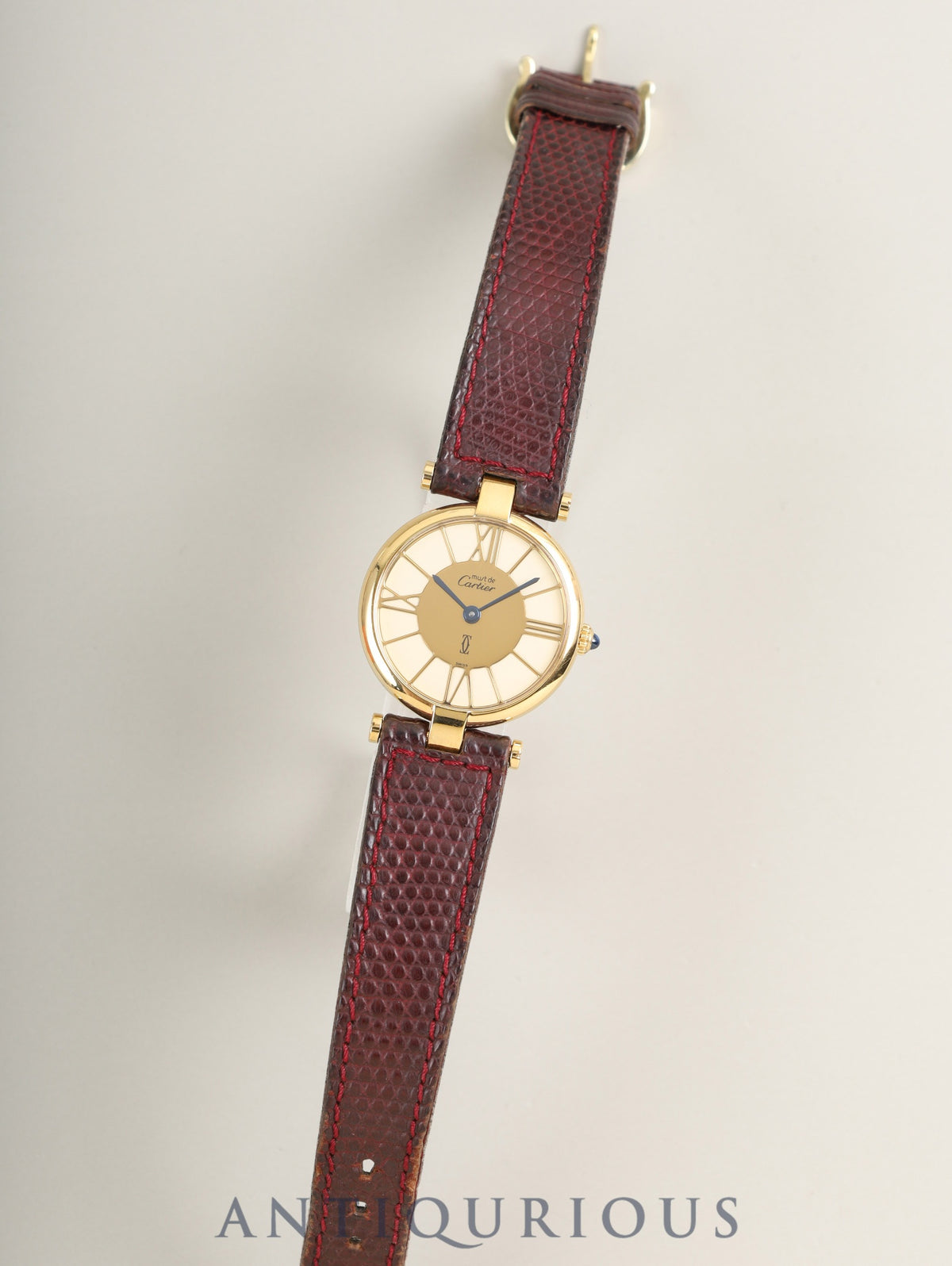 Cartier Must Vendome VLC SM 18 Quartz SV925, original leather strap, original pin buckle (GP), ivory cloisonné dial, complete service (full maintenance) done at Cartier boutique