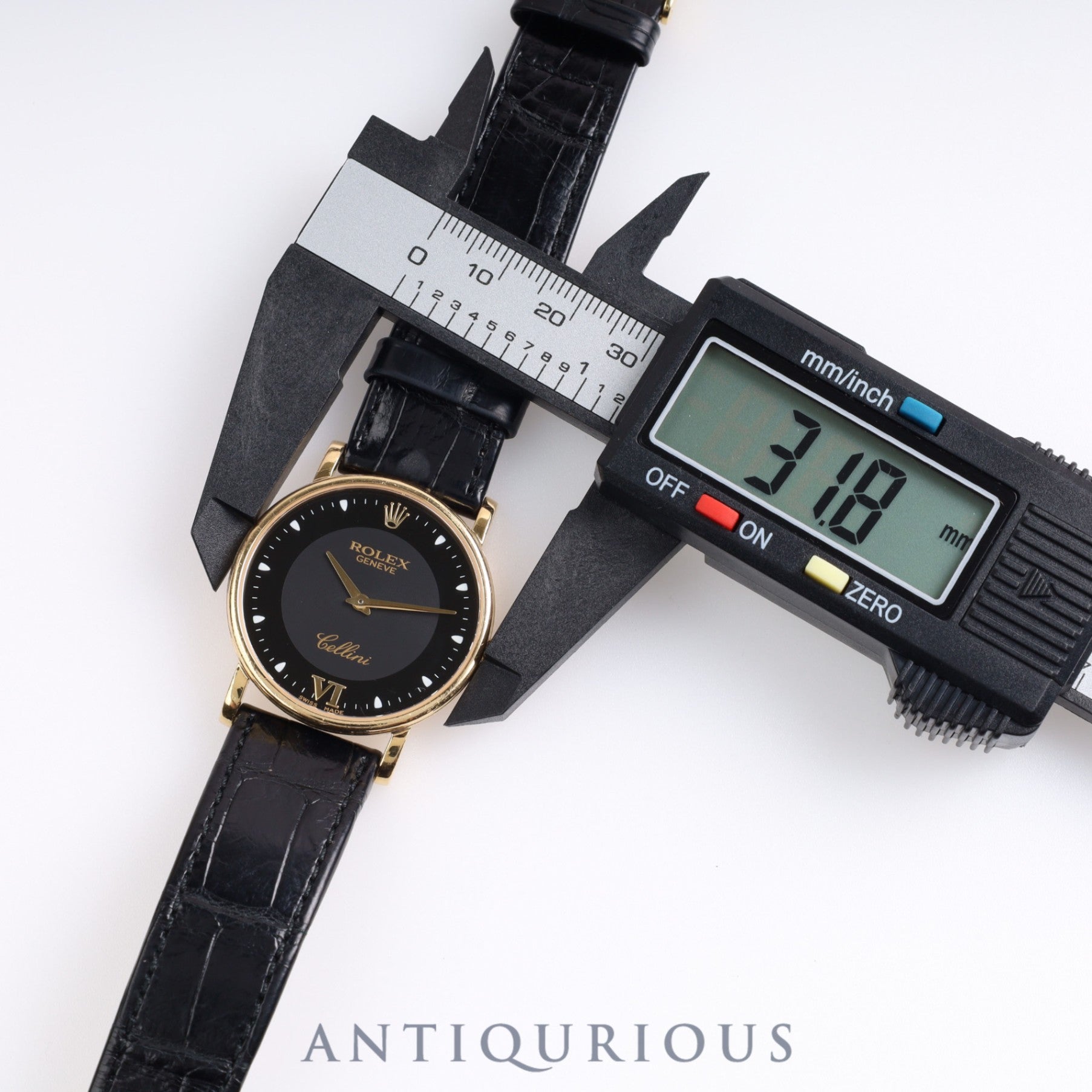 Rolex Cellini 5115/8 Manual Winding Cal.1602 Black Dial 31.8mm YG Leather K Serial (2001) Box Warranty