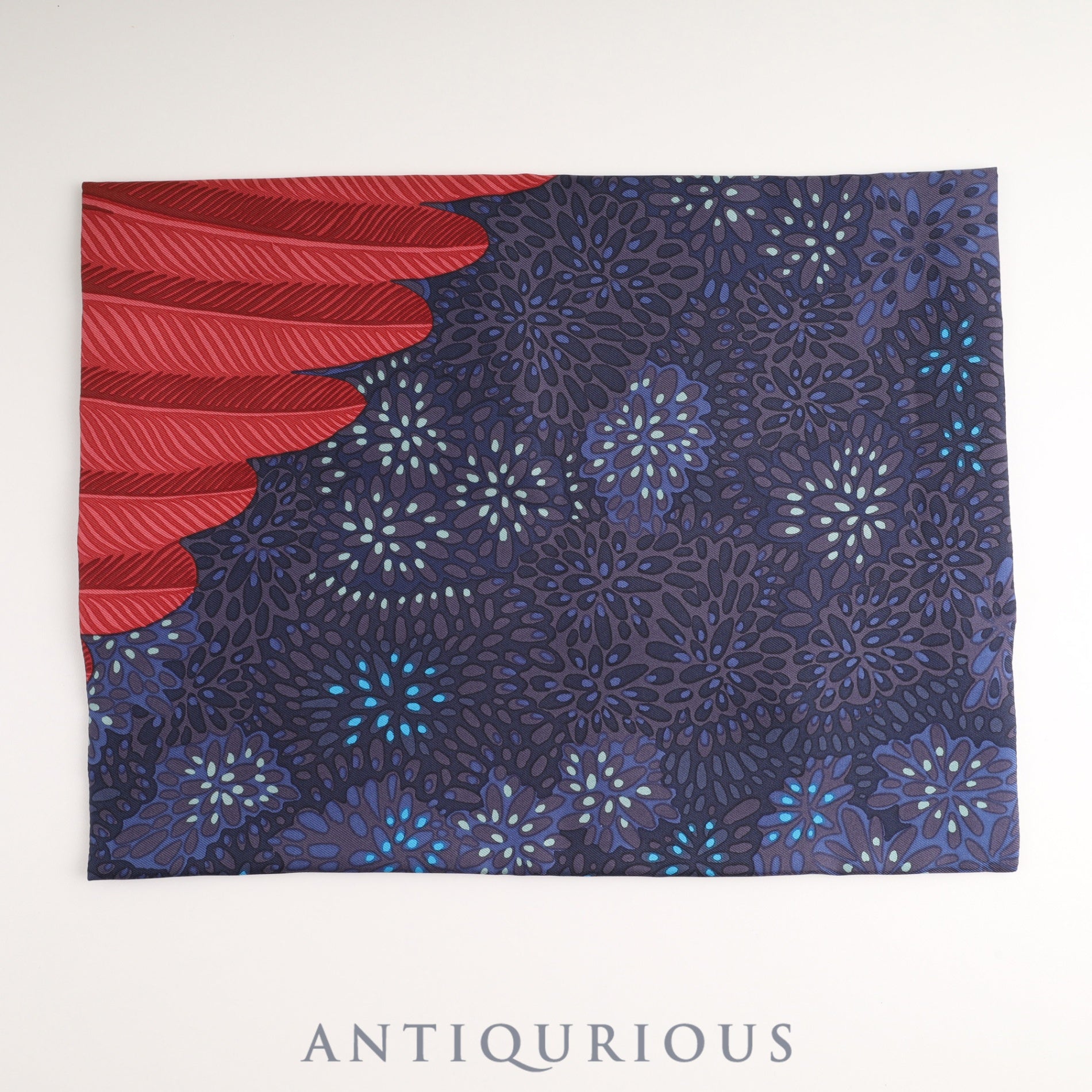 Hermes Petit H Pouch SILK100% Navy x Red