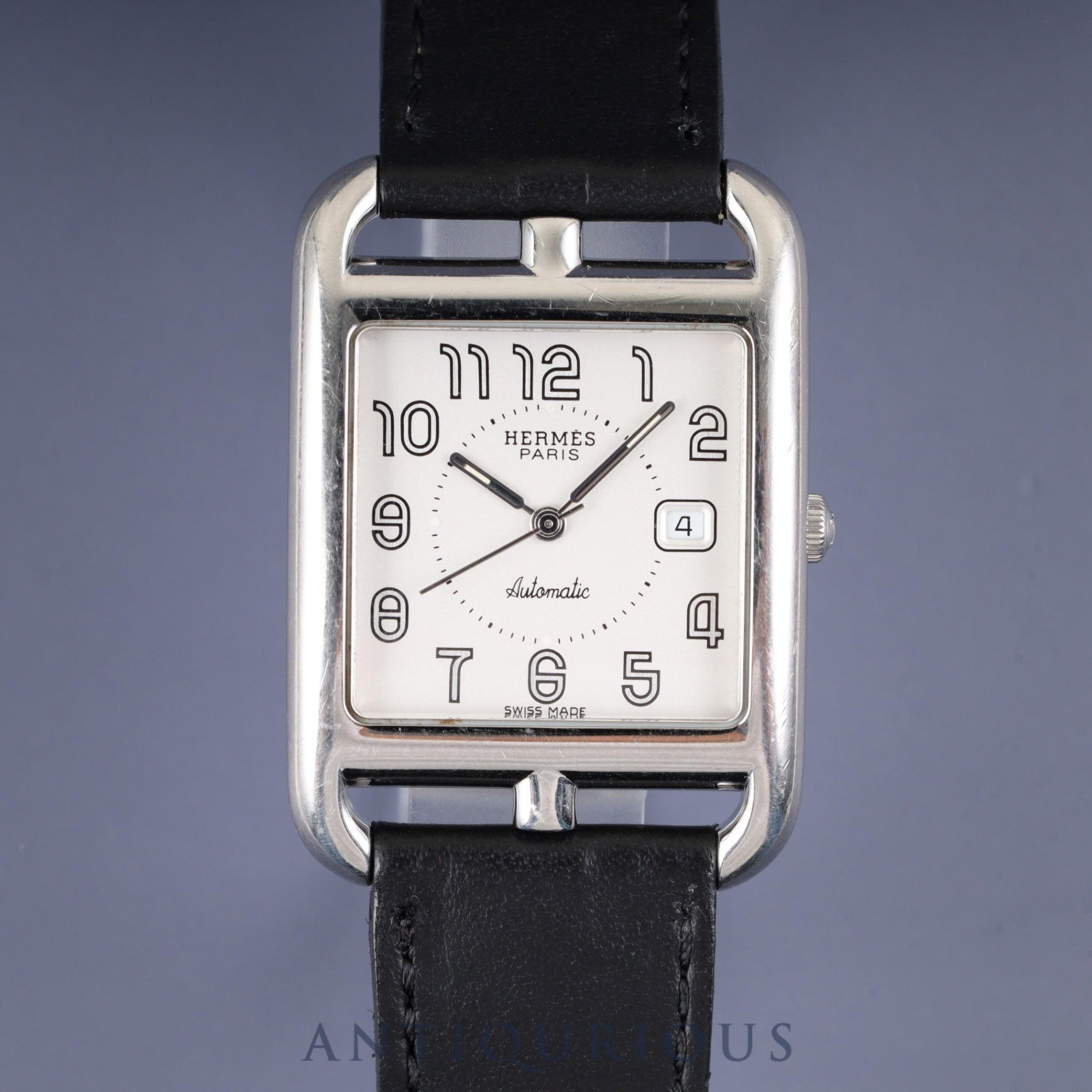 Hermès Cape Cod CC1.710 Automatic Watch, Stainless Steel Leather, Genuine Stainless Steel Buckle, Silver Arabic Dial, Overhauled