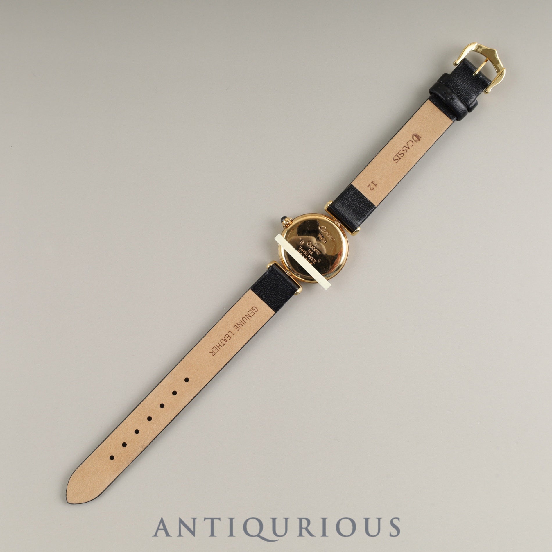 Cartier Corise 881095 Quartz Caliber 81 18K Leather Strap with Genuine GP Buckle Ivory Roman Dial Overhauled