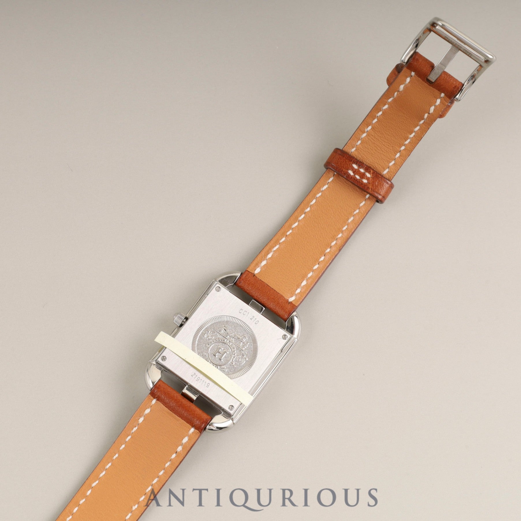 Hermès Cape Cod CC1.210 Quartz Caliber 976.001 Stainless Steel Watch with Genuine Leather Strap and Genuine Stainless Steel Buckle, Silver Dial, Box, Booklet, Warranty Card (2006) Overhauled
