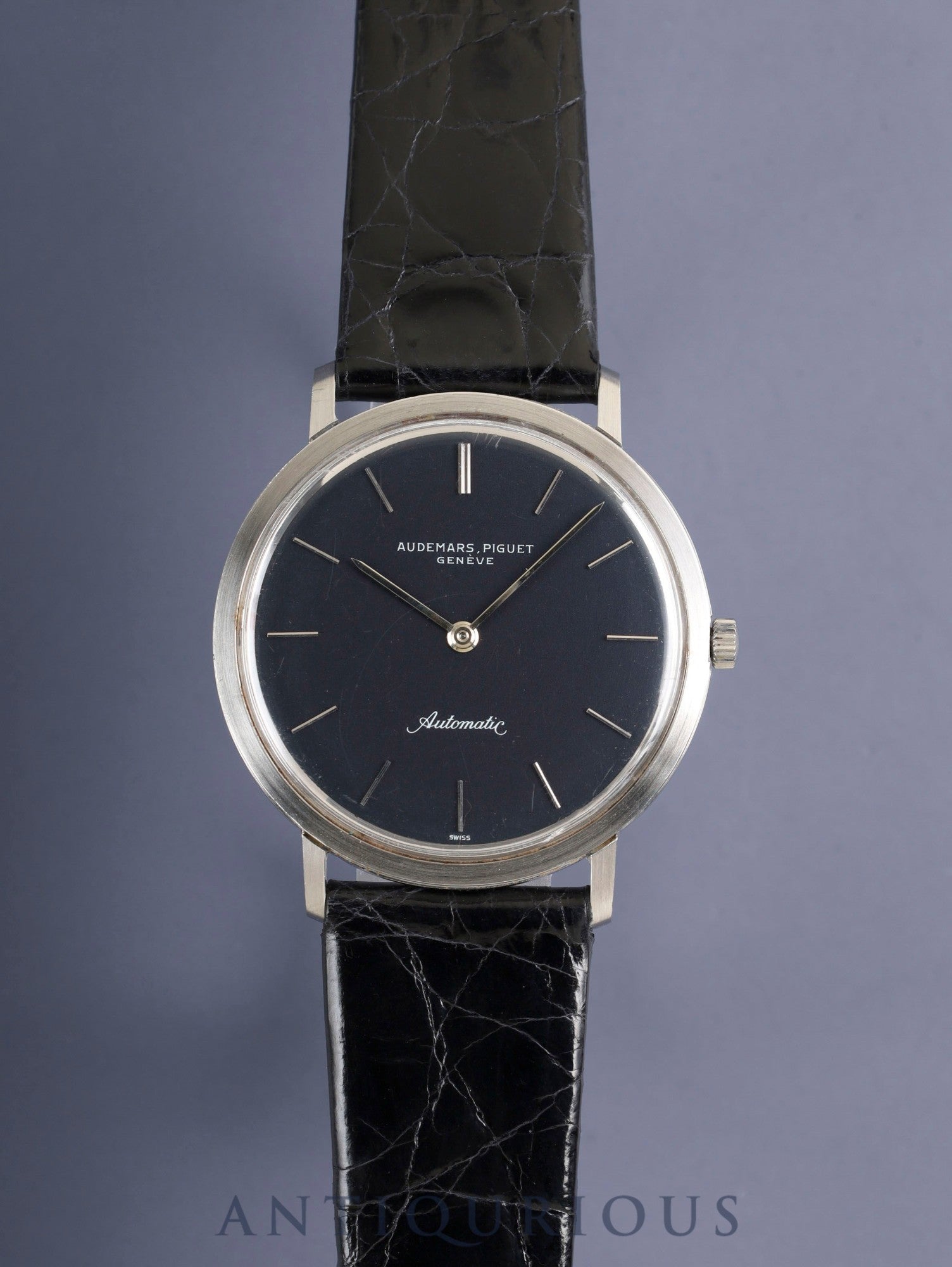 Audemars Piguet Round Automatic Cal.2120 (K2120) SS Leather Original Pin Buckle (SS) Navy Dial (Dot Logo) Overhauled