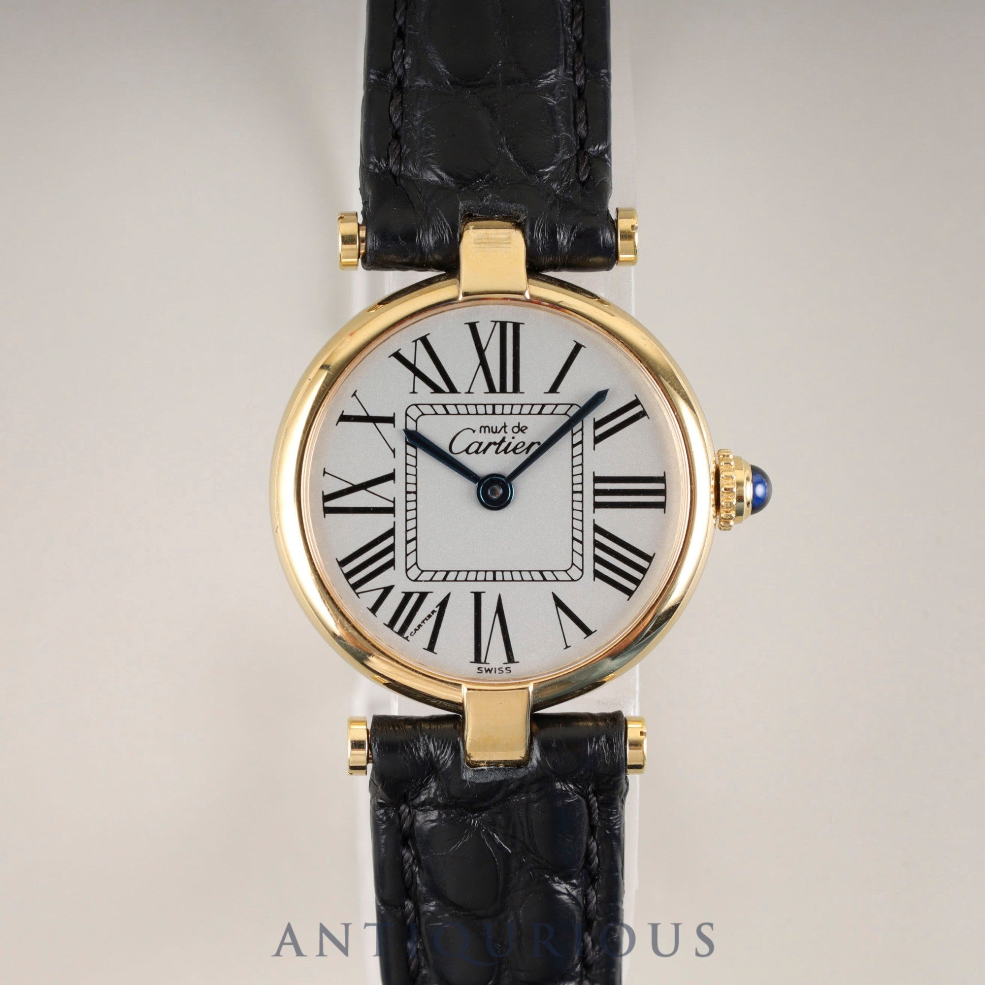 カルティエ マスト ヴァンドーム VLC SM 590004 クォーツ Cal.690 SV925 革 純正Dバックル(GP) オパラン文字盤 オーバーホール済み