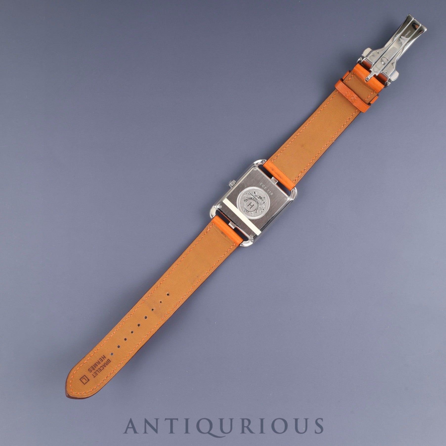 Hermès Cape Cod CC2.710 Quartz Movement, Stainless Steel, Genuine Leather Strap (L Stamp: 2008, Shows Signs of Use), Genuine D-Buckle (Stainless Steel), Silver Dial, Overhauled