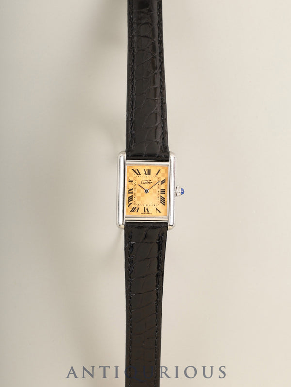カルティエ マストタンク MM W1017654 / 2416 クォーツ Cal.057 SV925 革 純正Dバックル(GP) オレンジローマン文字盤(SWISS MADE表記 / 2003年クリスマス限定) オーバーホール済み