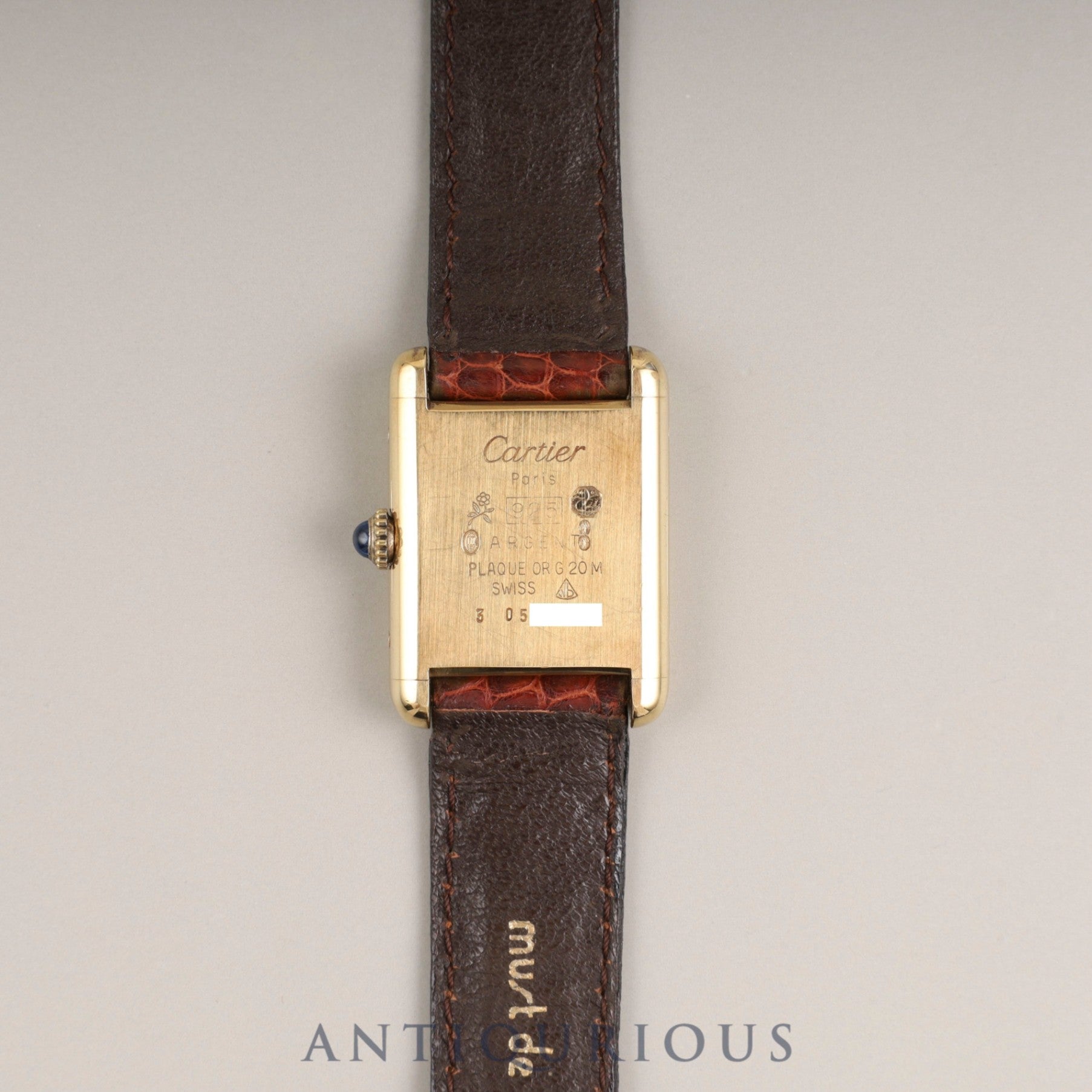 カルティエ マストタンク SM 手巻き Cal.78-1 SV925 純正革ベルト 純正尾錠(GP) アイボリーローマン文字盤 オーバーホール済み