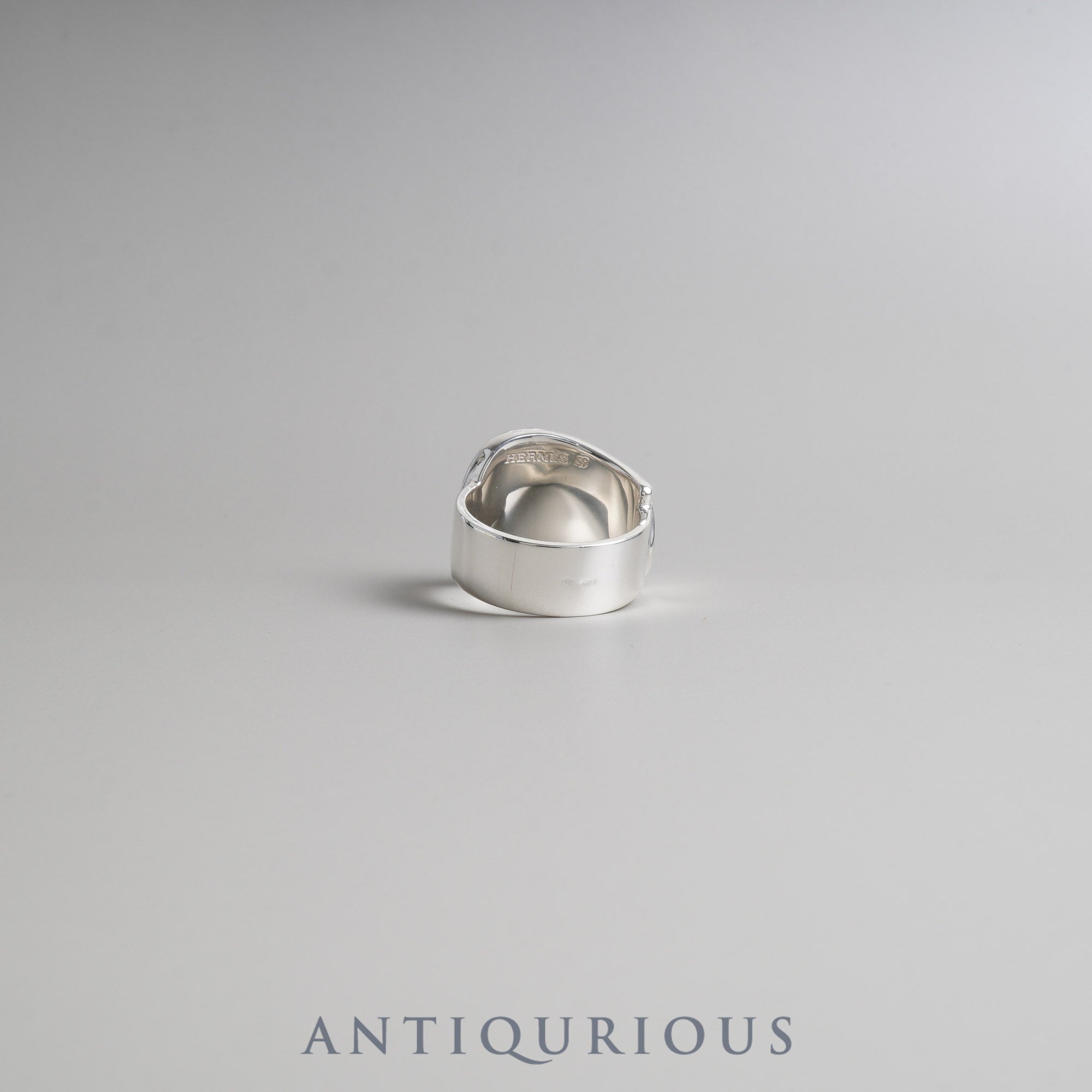 Hermes Ring Buckle Motif Sterling Silver #59 (Actual Size 19.5, Some Stretching Marks)