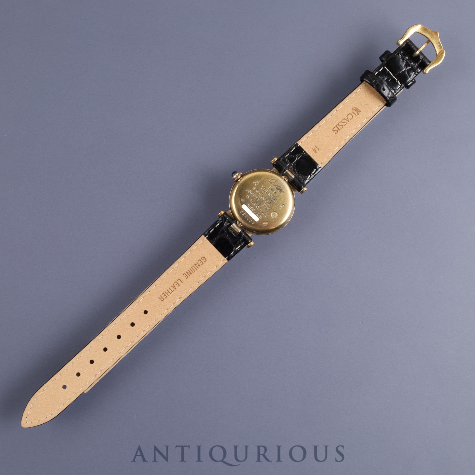 Cartier Must VLC Vendome SM 590004 Quartz SV925 Leather Genuine Buckle (GP) Front Trinity Dial