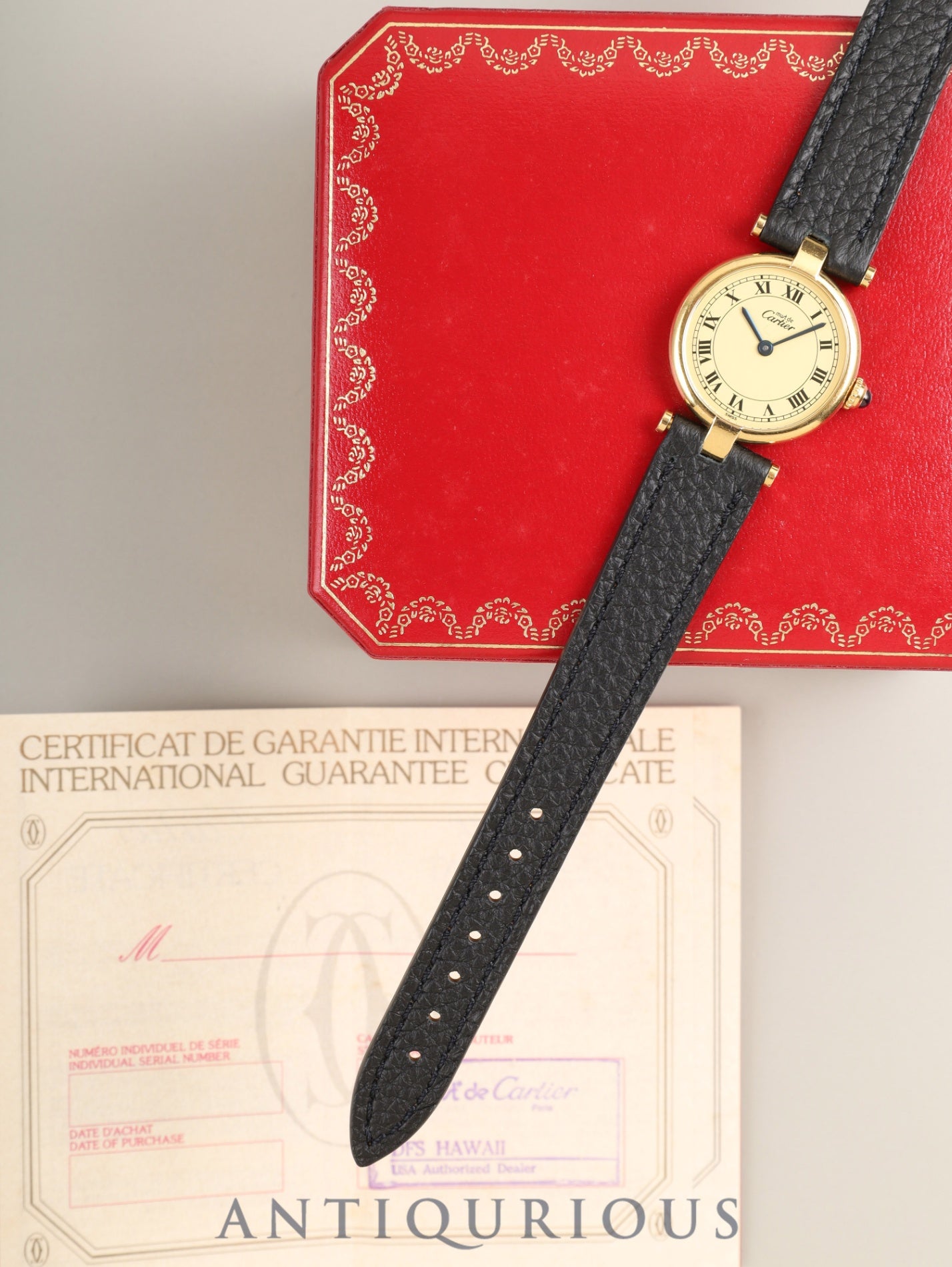 Cartier Must Vendôme VLC SM W1002254 / 1851 Quartz Caliber 690 SV925 Leather Strap with Genuine GP Buckle Ivory Roman Dial Box Booklet Warranty Card Overhauled