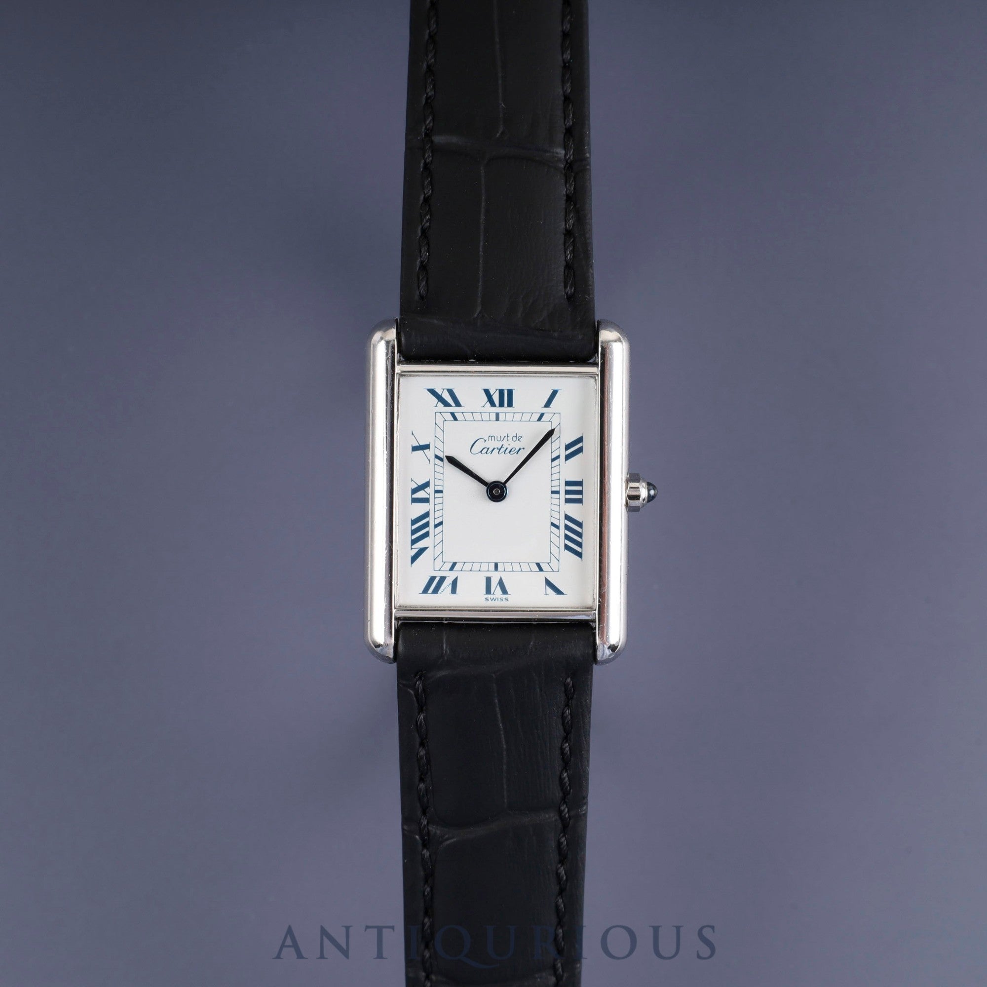 Cartier Must Tank LM 681006 Quartz Cal.81 SV925 Leather Genuine Buckle (SS) White Roman Dial Overhauled