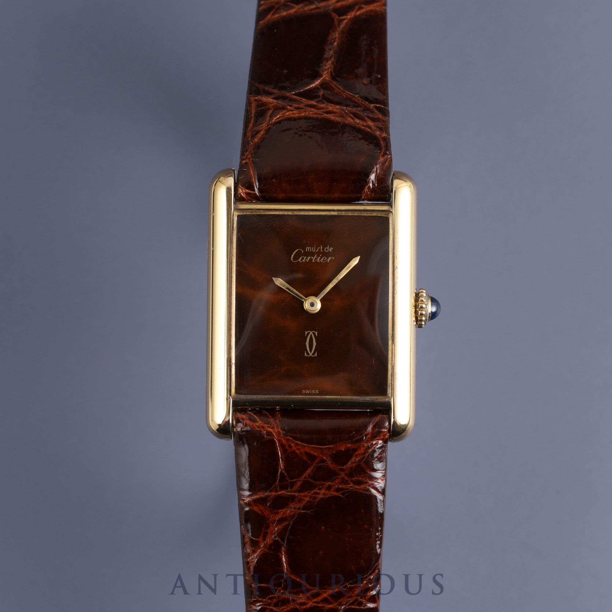 Cartier Must Tank LM Manual winding Cal.78-1 SV925 Leather Genuine buckle (GP) Mahogany dial Overhauled