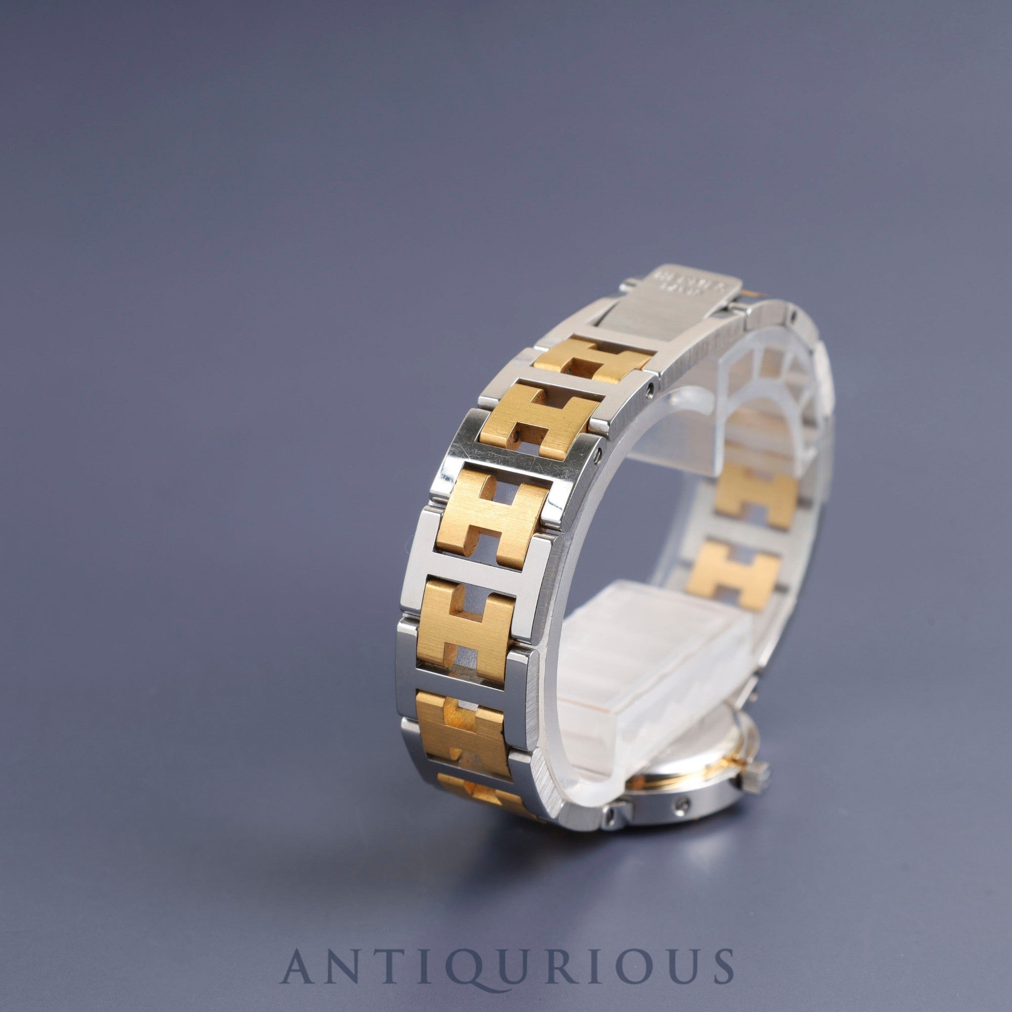 Hermes Clipper 51.03 Quartz SS/GP SS/GP White Dial Box Warranty (1993) Tag Overhauled