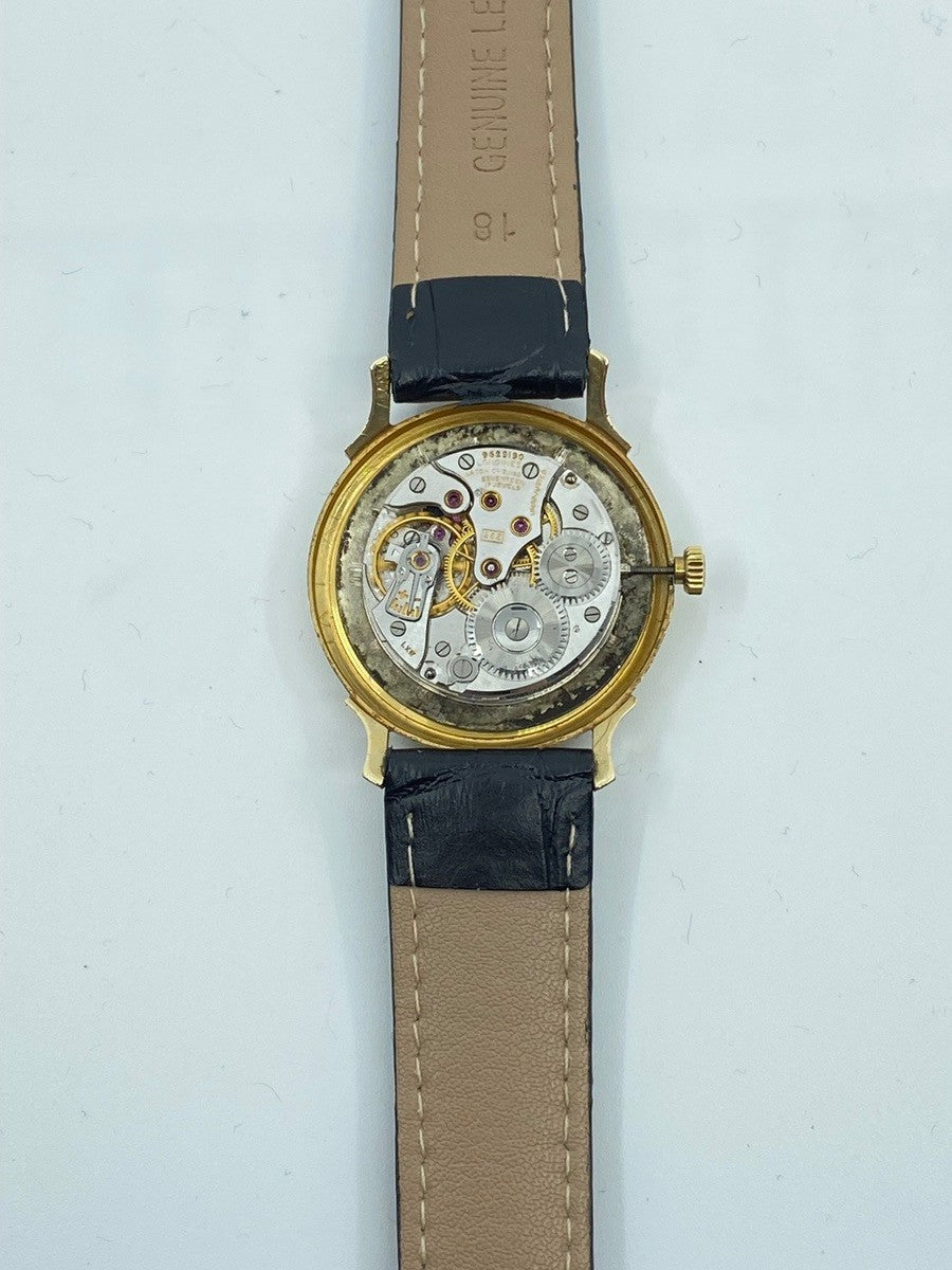 ロンジン ラウンドスモールセコンド 2033P 手巻き Cal.23Z K14YG 革 社外尾錠(GP) シルバー×ゴールド文字盤 オーバーホール済み
