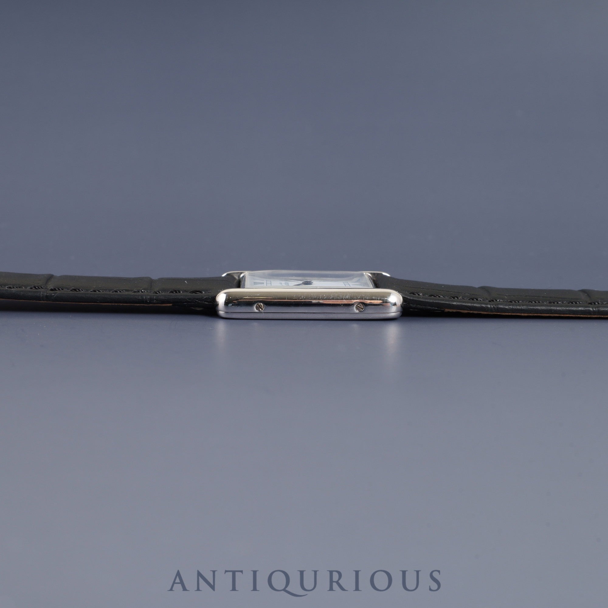 Cartier Must Tank LM 681006 Quartz Caliber 81 SV925 Leather Strap with Genuine Stainless Steel Buckle, White Roman Dial, Circa 1982-1995, Overhauled and Finished to Like New