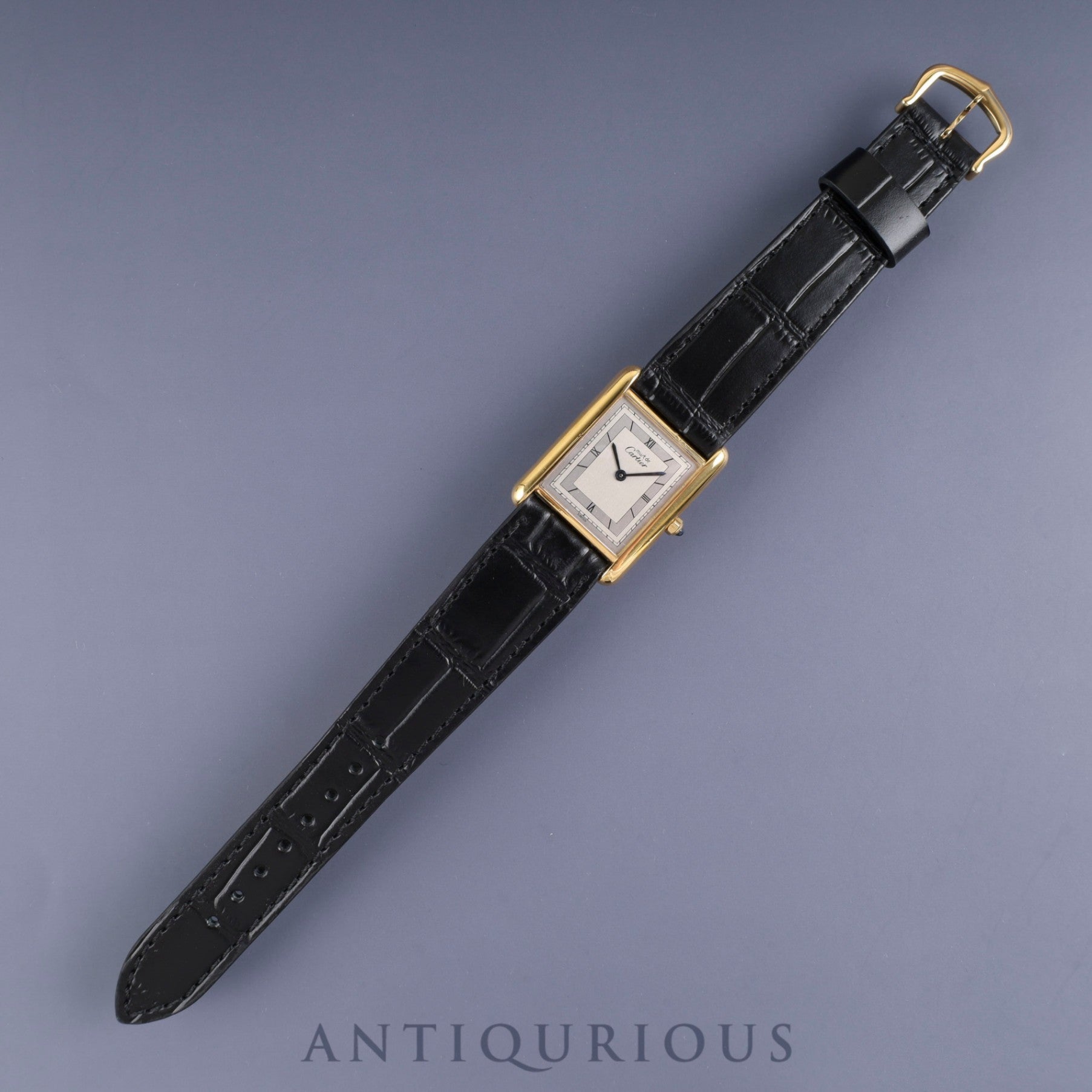 カルティエ マストタンク LM 6 81006 クォーツ Cal.81 SV925 革 純正尾錠(GP) シルバー飛びローマン文字盤 オーバーホール済み