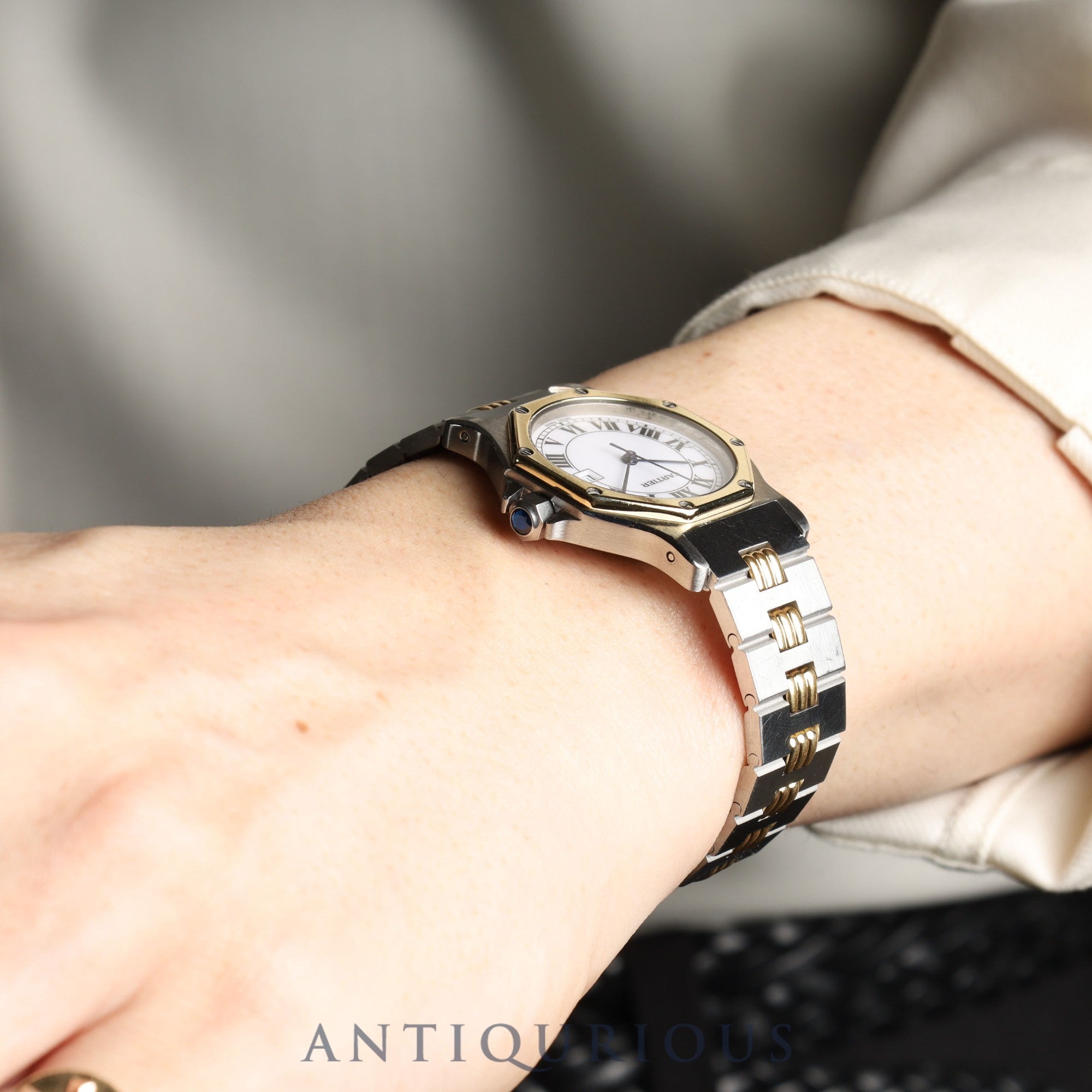 Cartier Santos Octagon LM 2966 Automatic, Stainless Steel/Yellow Gold, White Roman Dial, Booklet, Completely Serviced at a Cartier Boutique