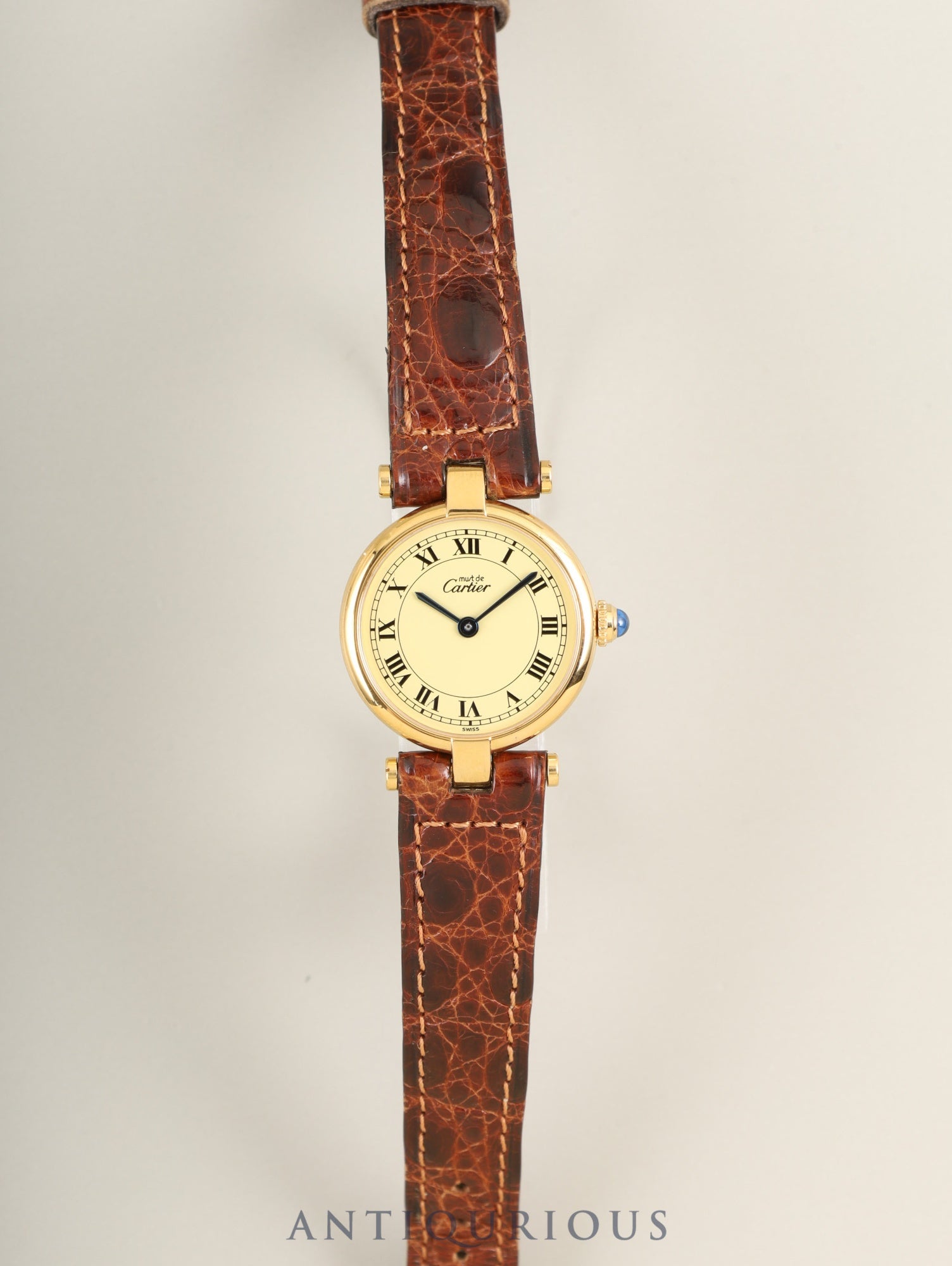 カルティエ マスト ヴァンドーム VLC SM 590004 クォーツ Cal.90 SV925 純正革ベルト 純正尾錠(GP)アイボリーローマン文字盤 箱 冊子 保証書(1994年)オーバーホール済み