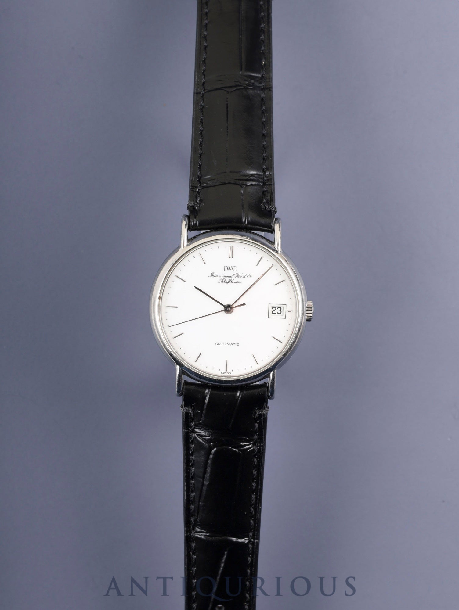 IWC Portofino IW351318 Automatic Caliber C37521 Stainless Steel Leather Strap with Genuine Stainless Steel Buckle, White Dial, Overhauled