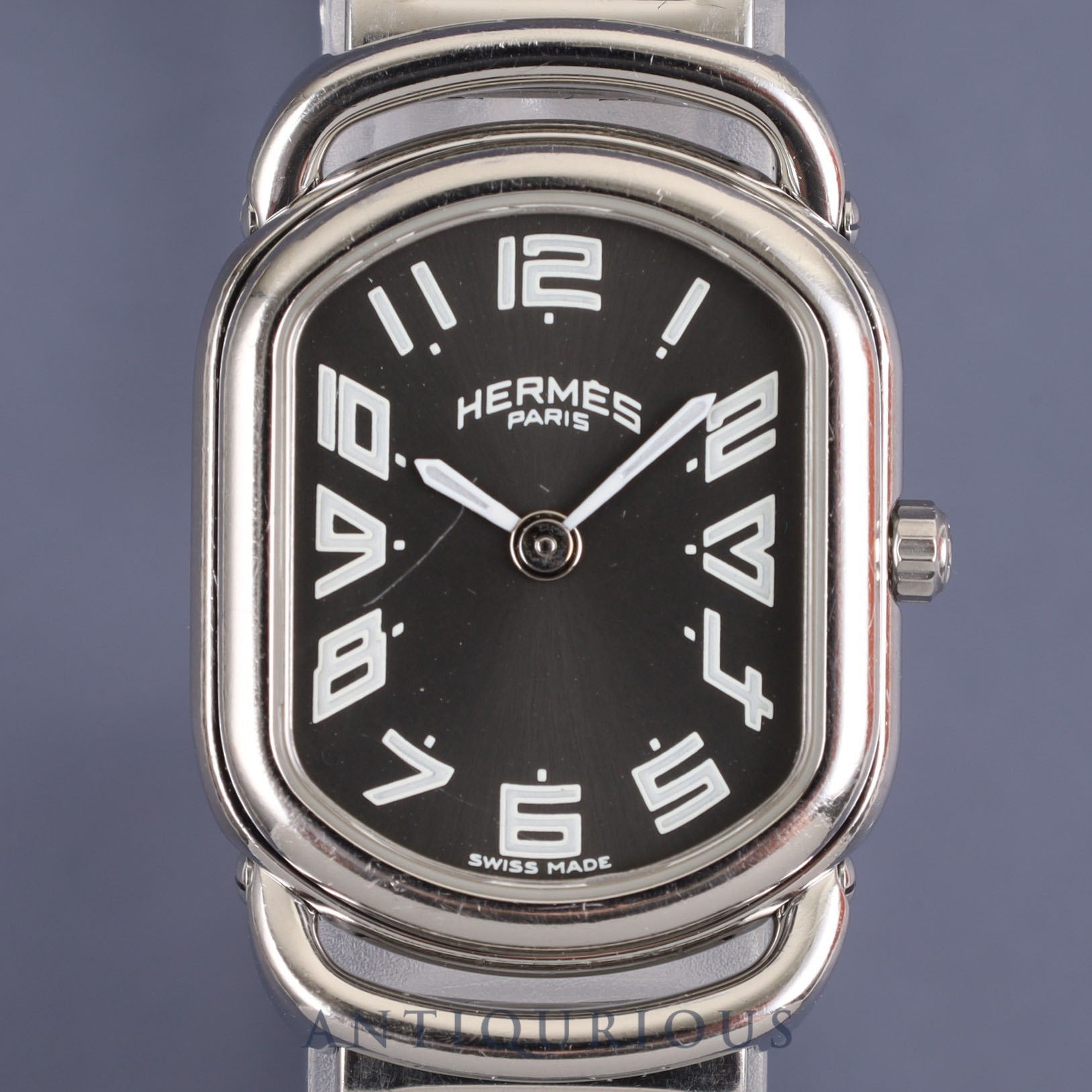 Hermes Rally RA1.210 Quartz Cal.976.001 SS Grey Dial Warranty (2005) Box Overhauled