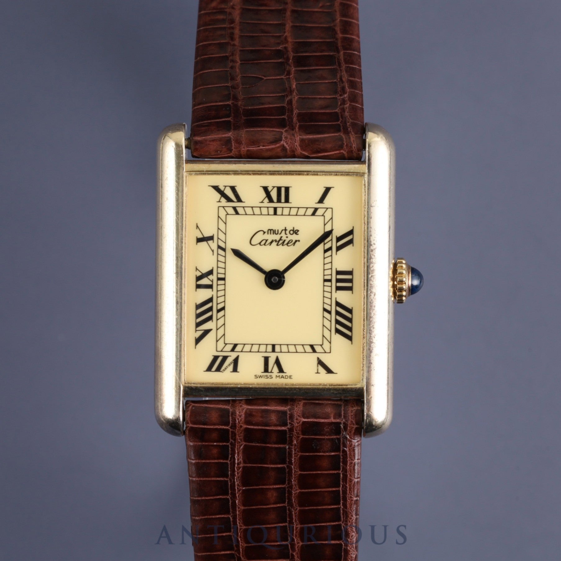 Cartier Must Tank LM 1974213 Manual winding SV925 Leather Genuine buckle (GP) Ivory Roman dial International lifetime warranty (1980) Complete service completed at Cartier boutique