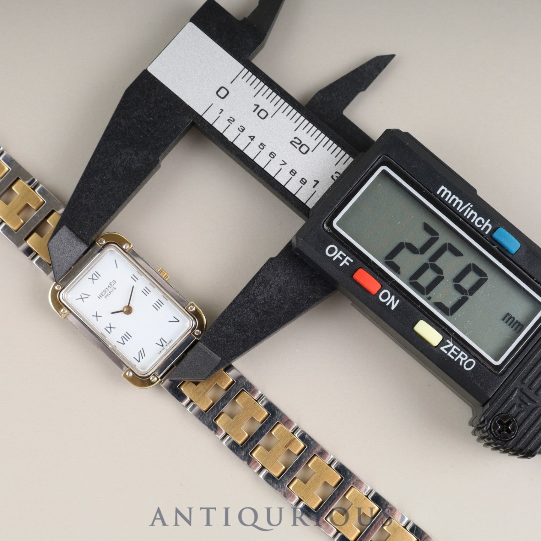 Hermès Cloajour CR1.240 Quartz Cal.976.001 SS/GP SS/GP White Dial Box Booklet Warranty (1996) Overhauled