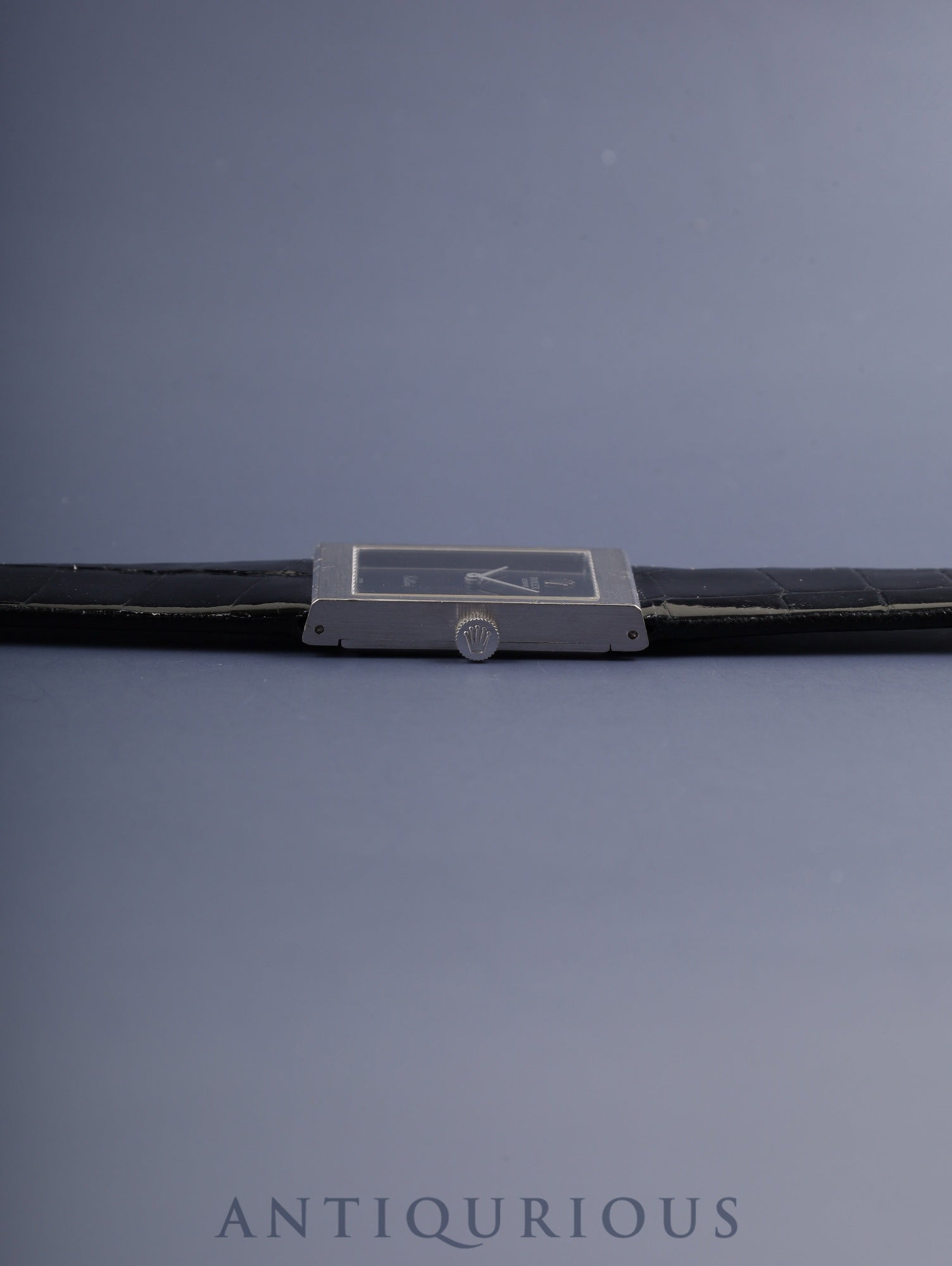 Rolex Cellini 4014 Manual Winding Caliber 1600 750WG Leather Strap with Genuine GP Buckle Black Dial No. 33 (1971) Overhauled