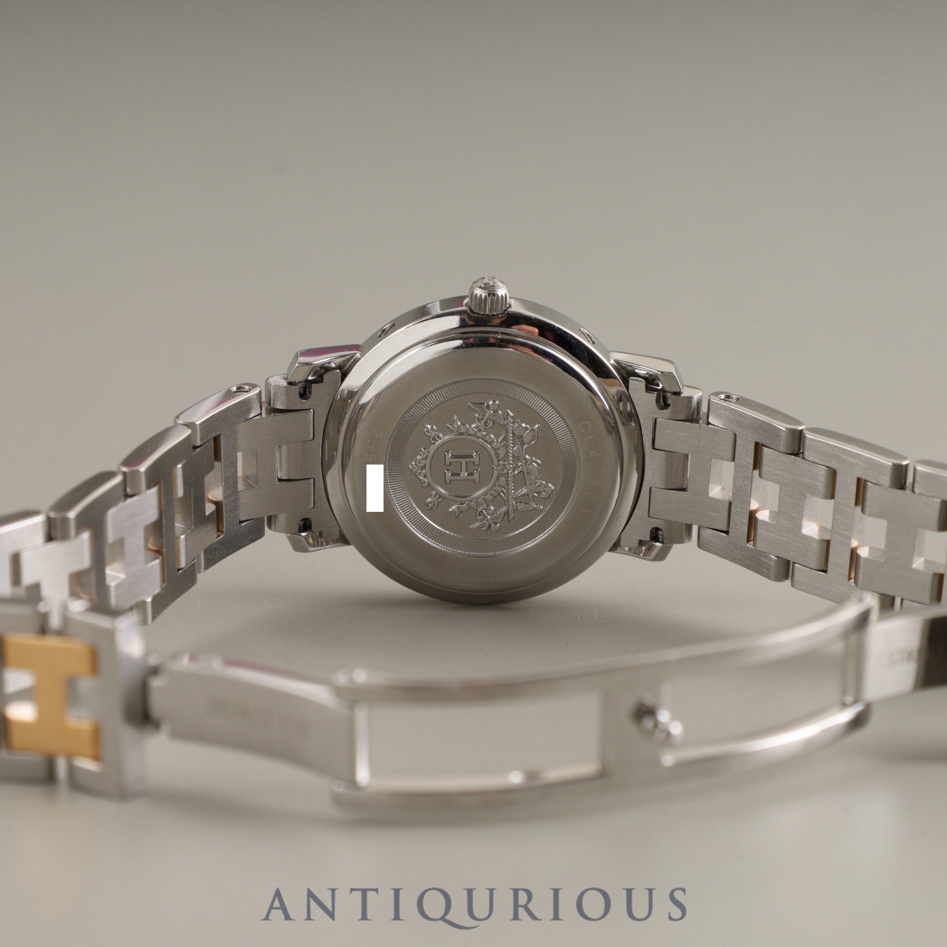 Hermes Clipper Nacle CL4.221 Quartz SS/GP Shell Arabic Dial Box Warranty Overhauled