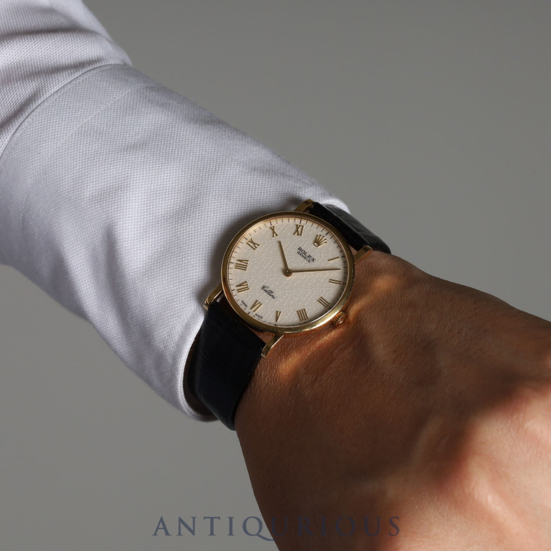 ロレックス チェリーニ 5112 手巻き Cal.1601 18KYG 革 純正尾錠(750)アイボリーローマン コンピューター文字盤 N番 1991年