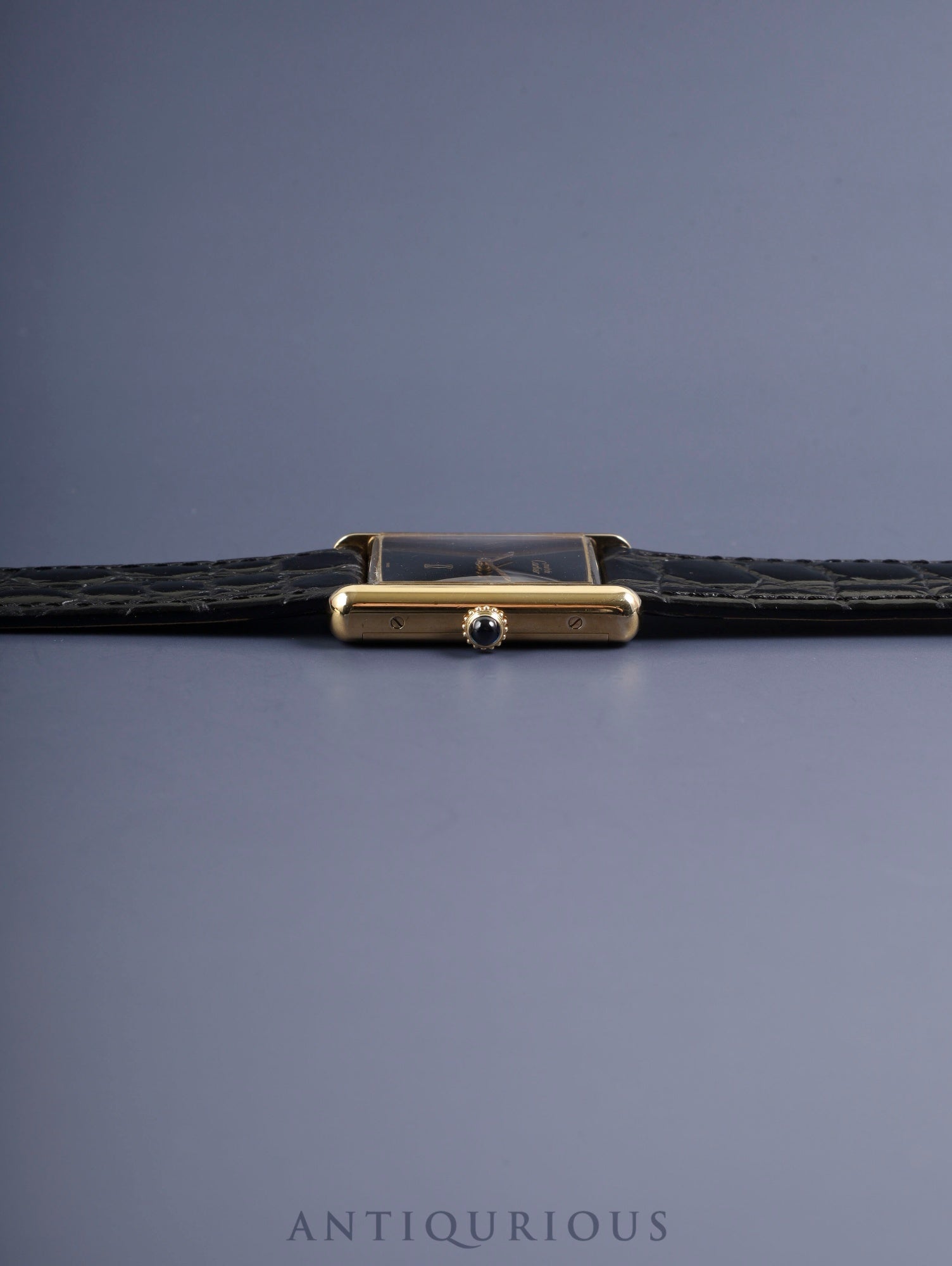 Cartier Must Tank LM Manual Winding Cal. 78-1 SV925 Leather Genuine Buckle (GP) Onyx Dial Box Booklet Warranty (1981) Overhauled