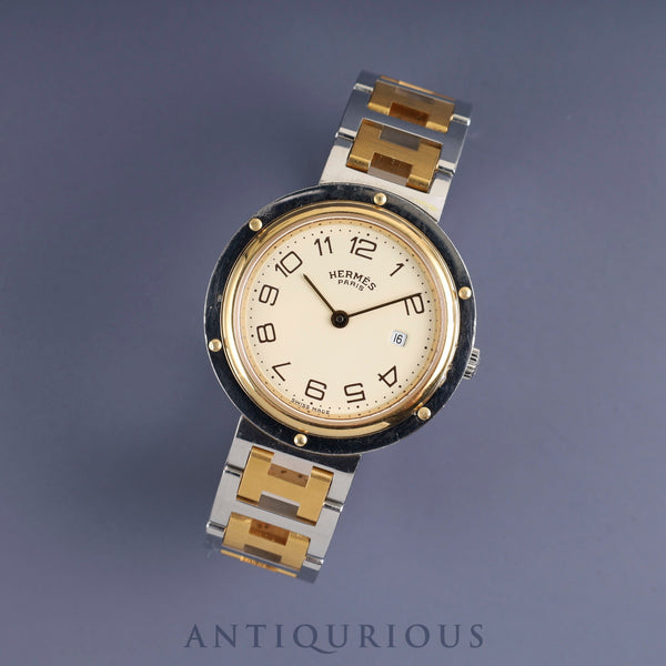 エルメス クリッパー 54.03 クォーツ SS/GP SS/GP アイボリー文字盤 タグ 保証書(無記名)オーバーホール済み