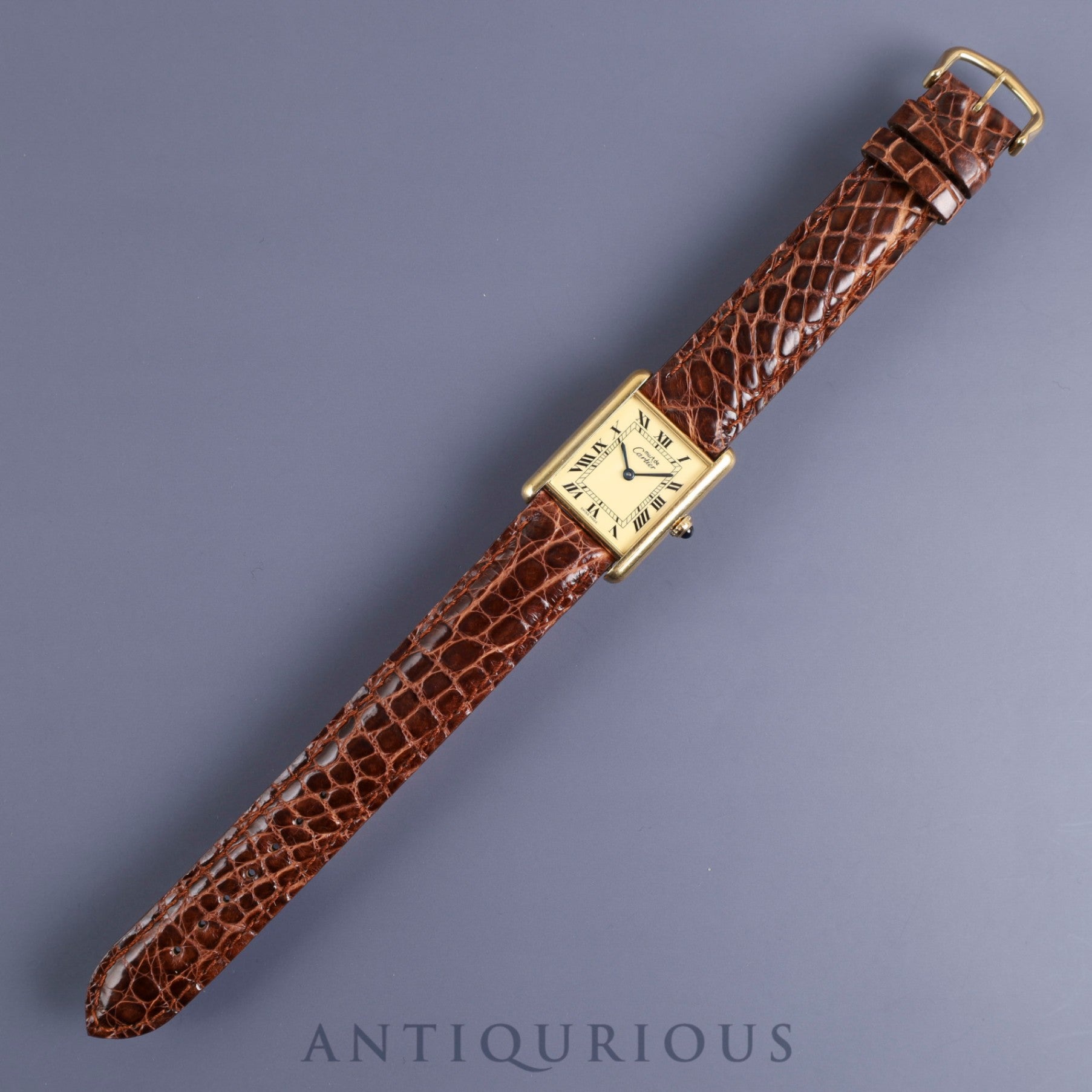 Cartier Must Tank LM 590005 Quartz SV925 Leather Genuine Buckle (GP) Ivory Roman Dial Complete service (full maintenance) completed at Cartier boutique