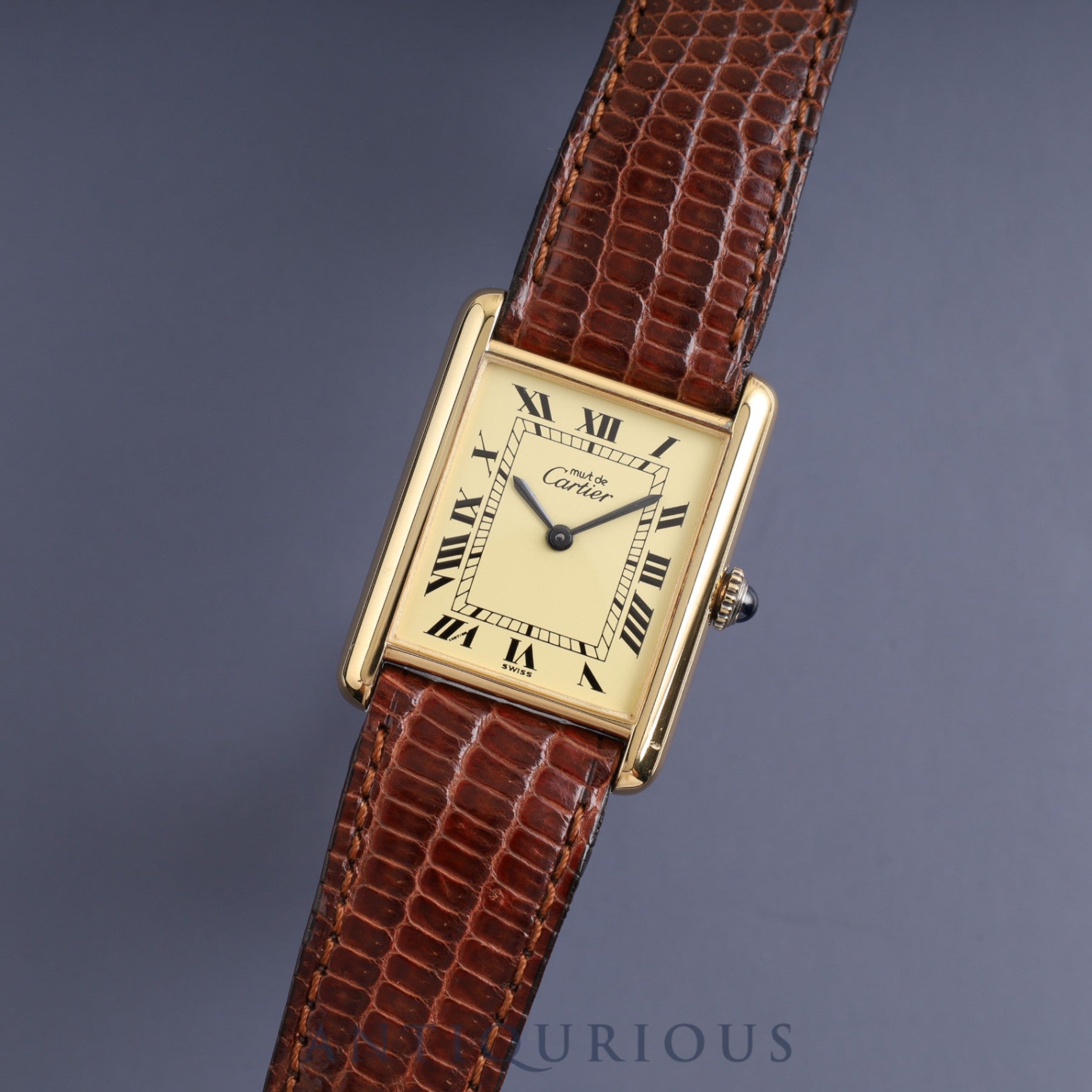 Cartier Must Tank LM Manual Winding SV925 Genuine Buckle (GP) Genuine Belt Ivory Roman Dial