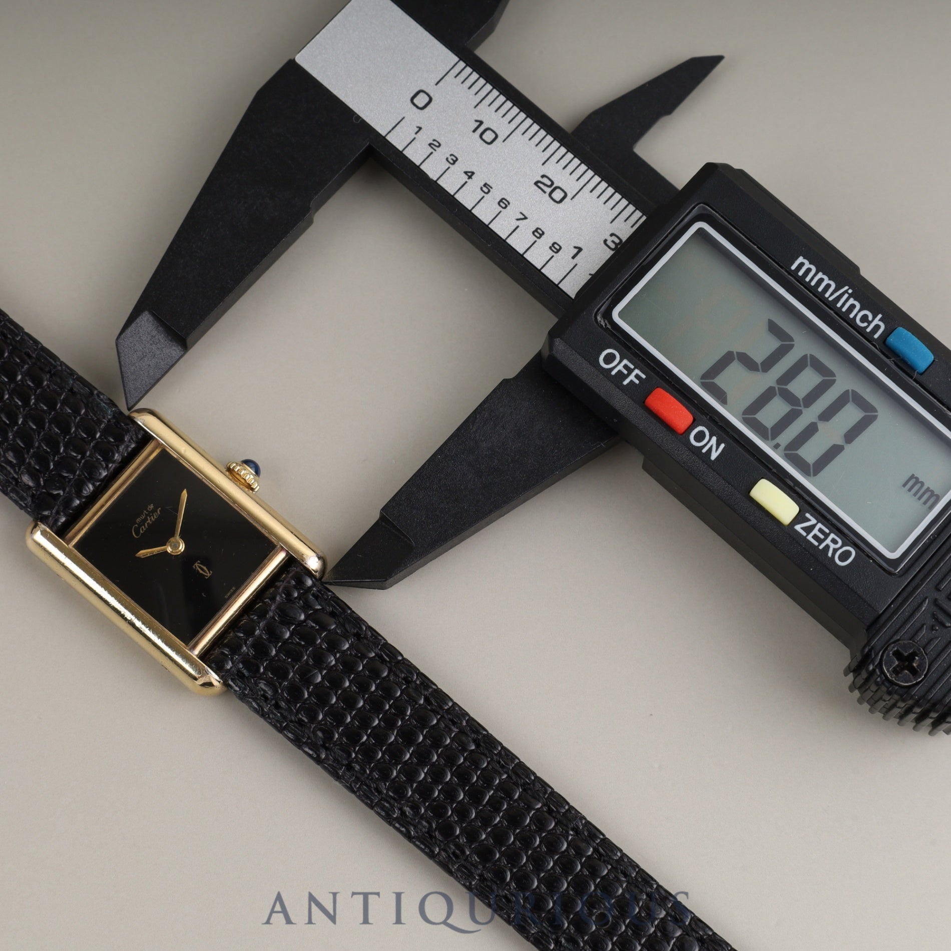 Cartier Must Tank SM Manual Winding Caliber - SV925 Leather Strap with Genuine GP Buckle, Onyx Dial (SWISS Marking), Circa 1976-1981, Overhauled