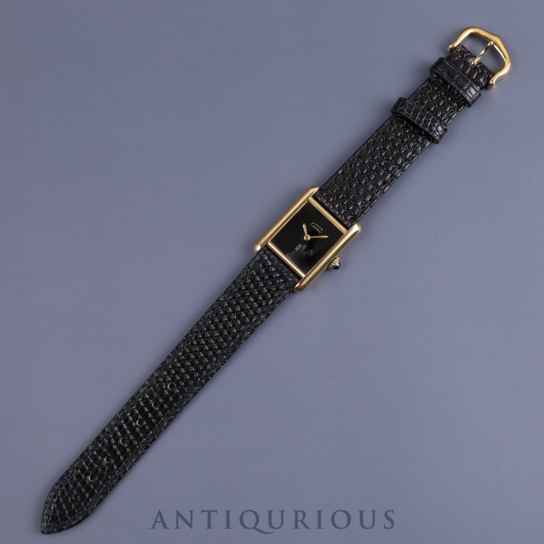 カルティエ マストタンク SM 手巻き Cal.78-1 SV925 革 純正尾錠 (GP) ブラックオニキス文字盤 1976年頃~1980年代初期頃 オーバーホール済み