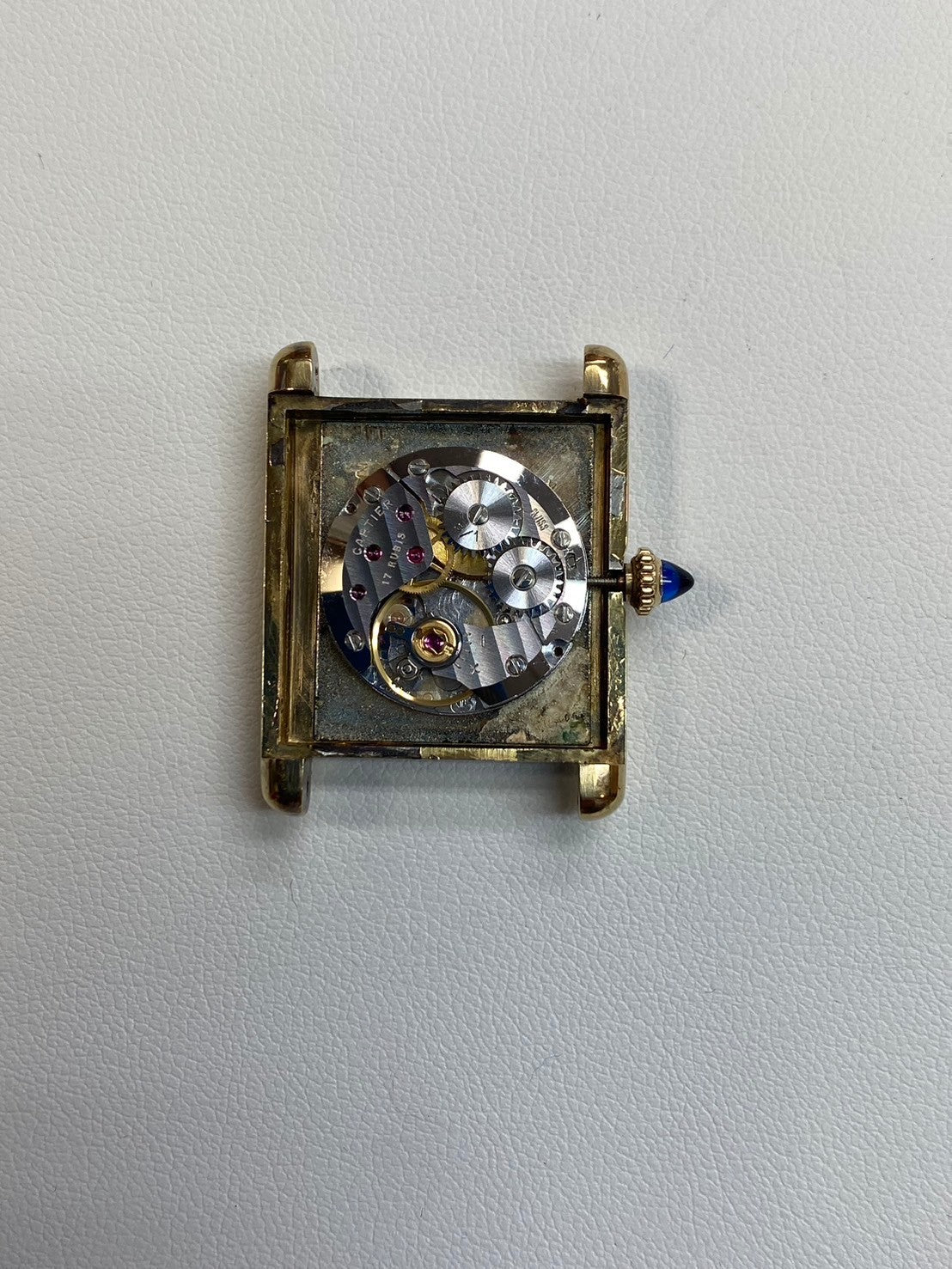 カルティエ マストタンク LM 手巻き Cal.78-1 SV925 革 純正尾錠(GP)ラピスラズリ文字盤 オーバーホール済み