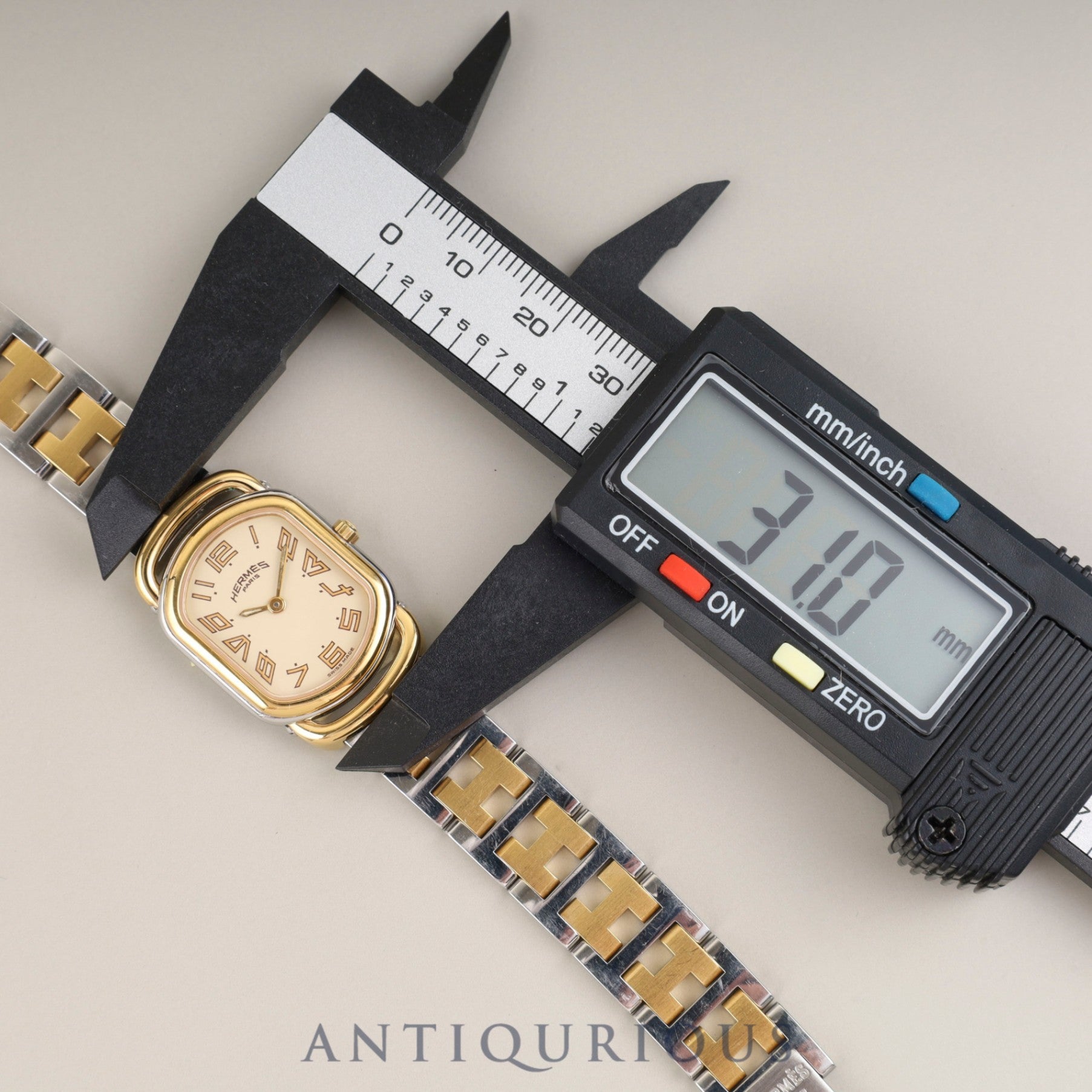 Hermès Rally Quartz Cal.976.001 SS/GP SS/GP Ivory Dial Box Booklet Warranty (1995) Overhauled
